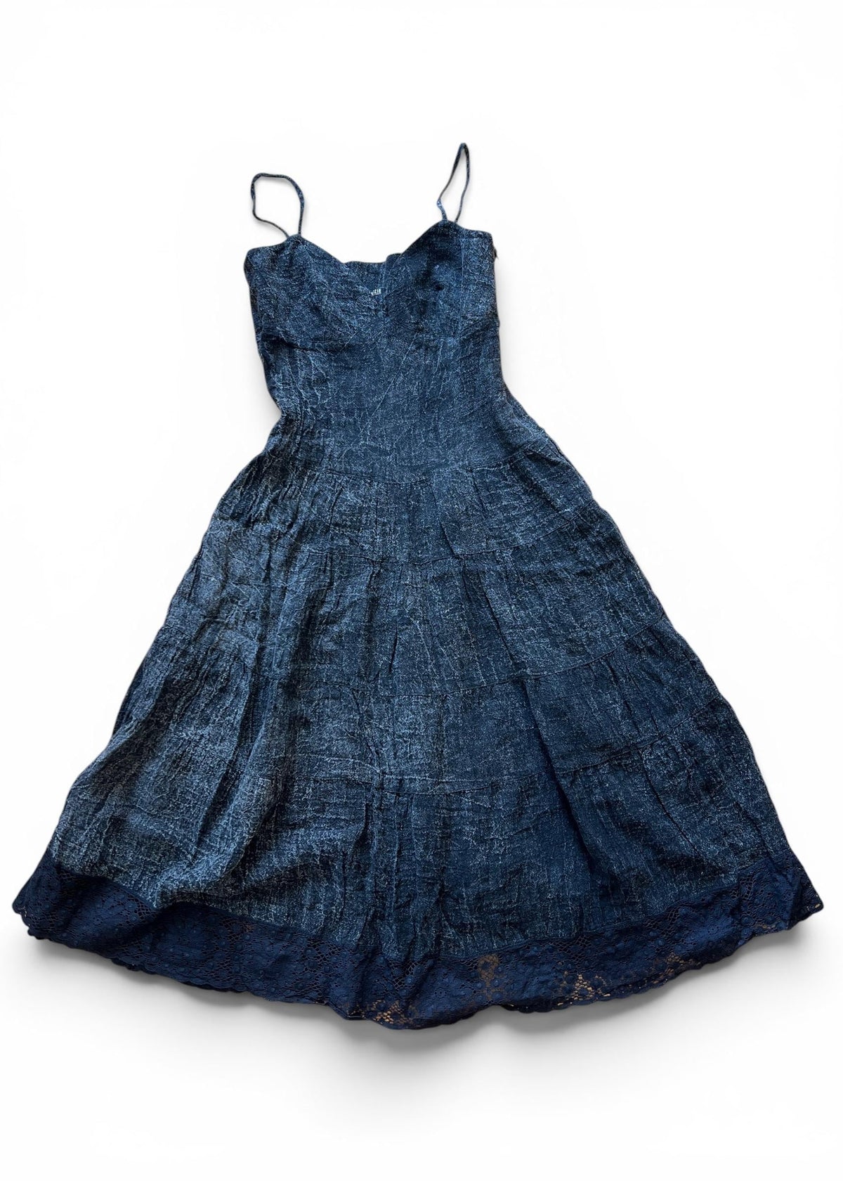 Abito Vintage Nero in Lino Midi
