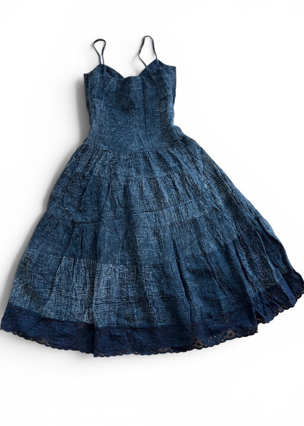 Abito Vintage Nero in Lino Midi