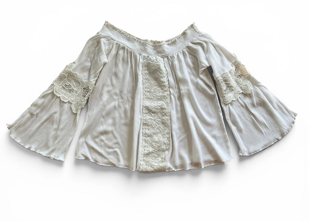 Blusa Boho Bianca con Pizzo Floreale