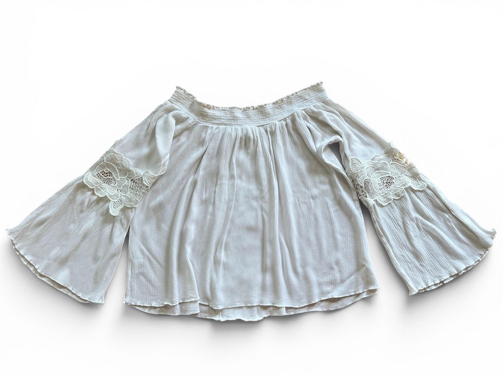 Blusa Boho Bianca con Pizzo Floreale