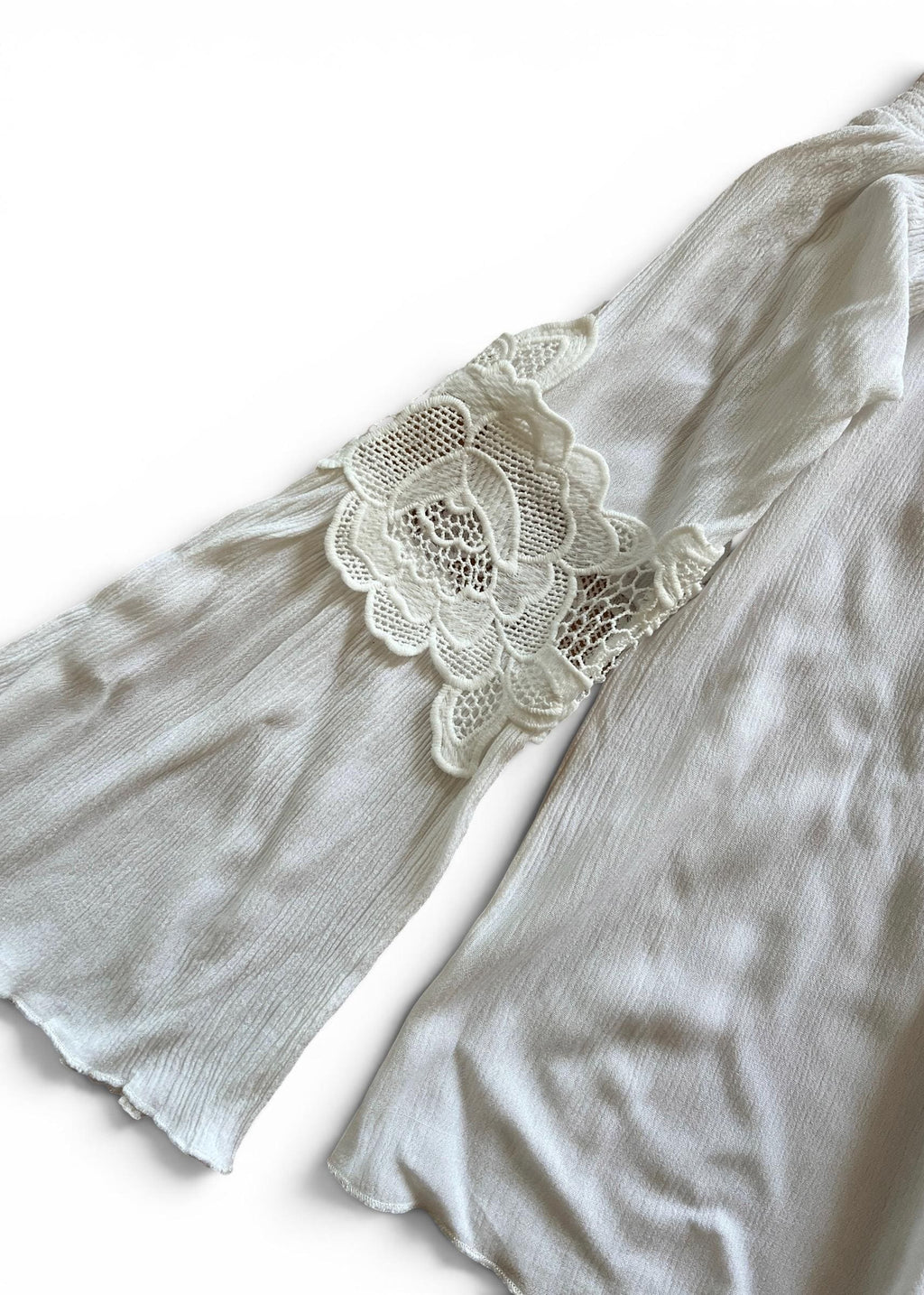 Blusa Boho Bianca con Pizzo Floreale
