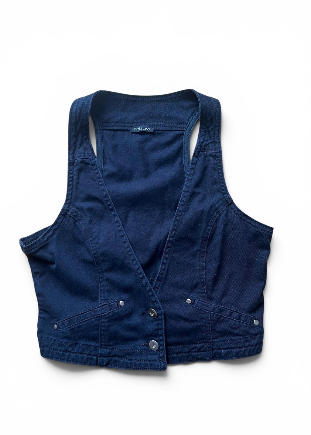Gilet Crop Vintage Y2K Nero in Cotone