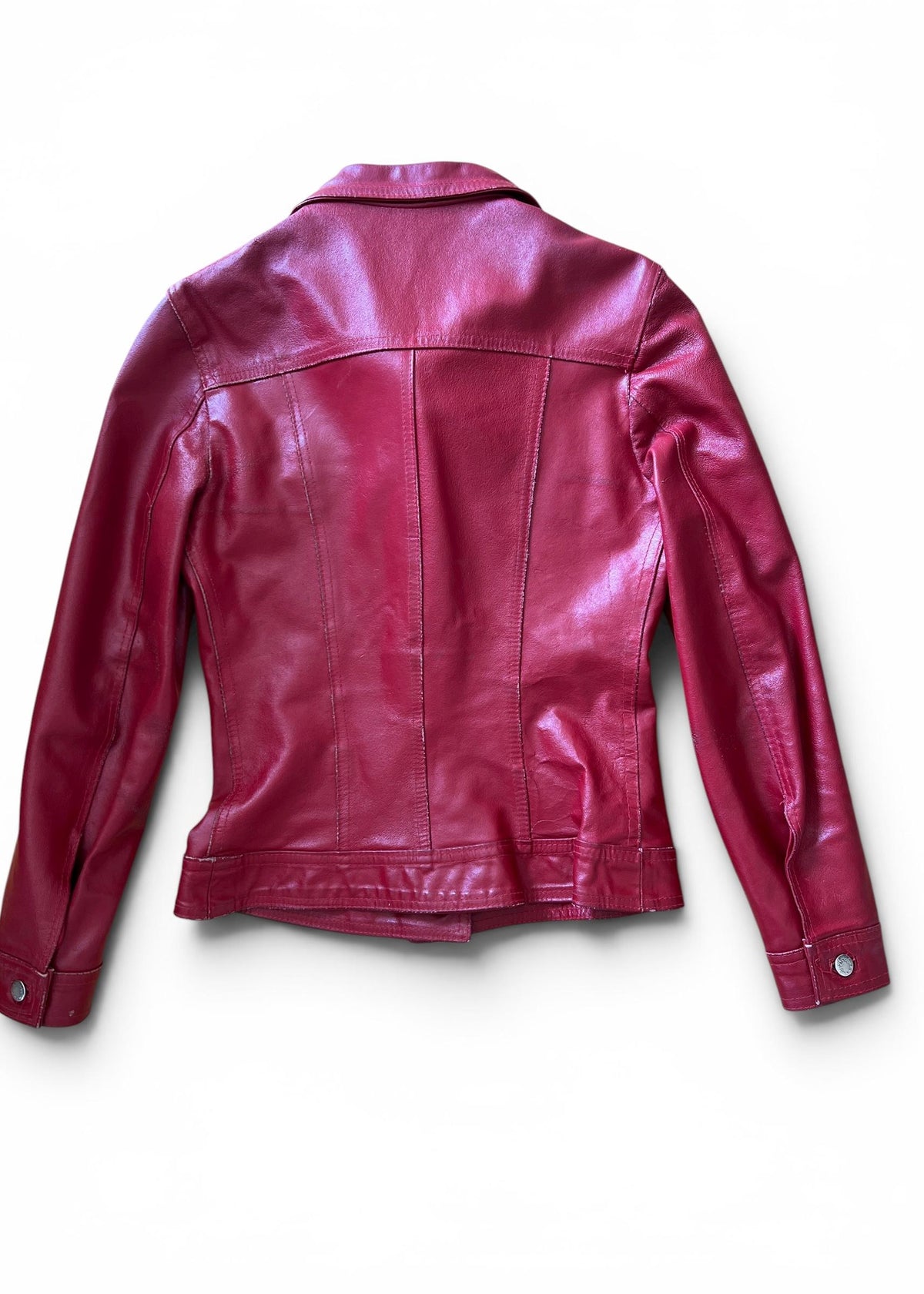 Giacca Vintage Y2K Please in Vera Pelle Rossa