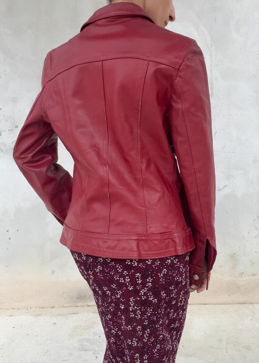 Giacca Vintage Y2K Please in Vera Pelle Rossa
