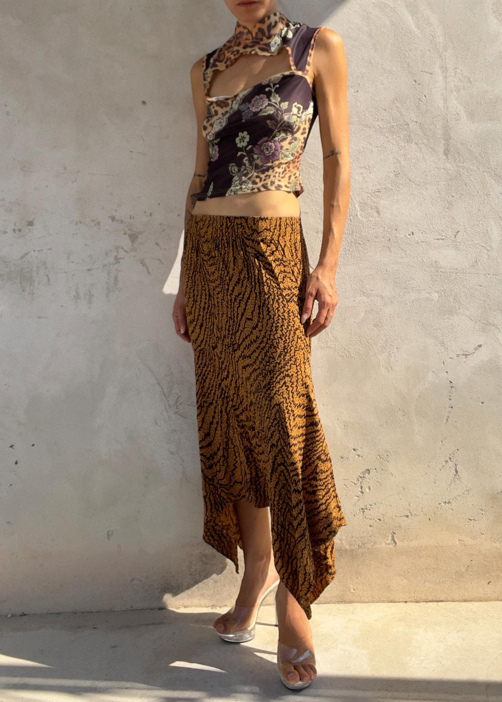 Gonna Asimmetrica Vintage Y2K Animalier
