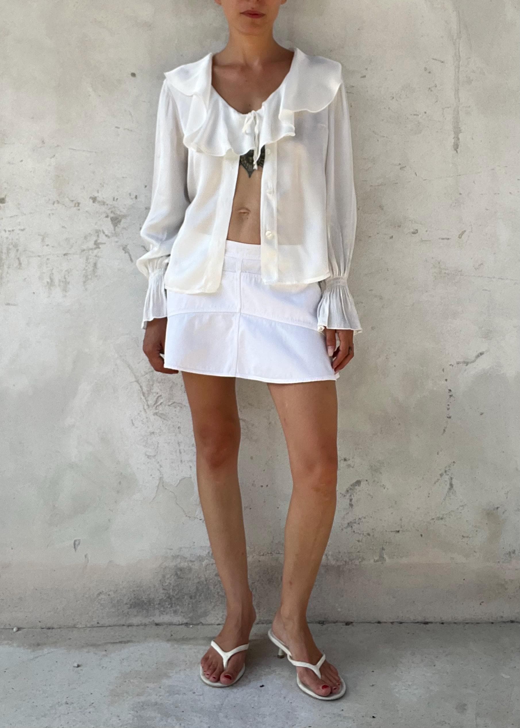 Minigonna Bianca Vintage Y2K Denim