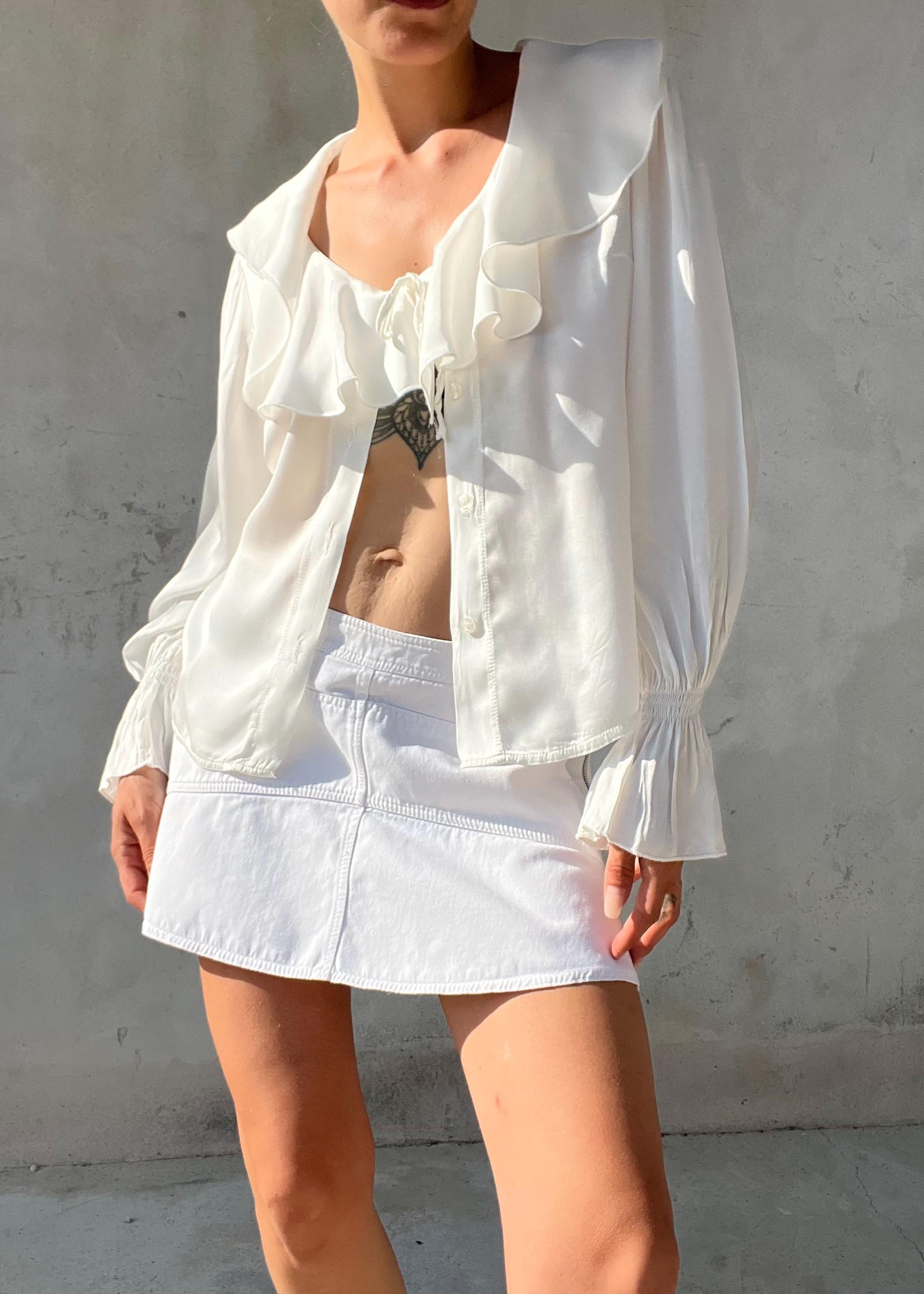 Minigonna Bianca Vintage Y2K Denim