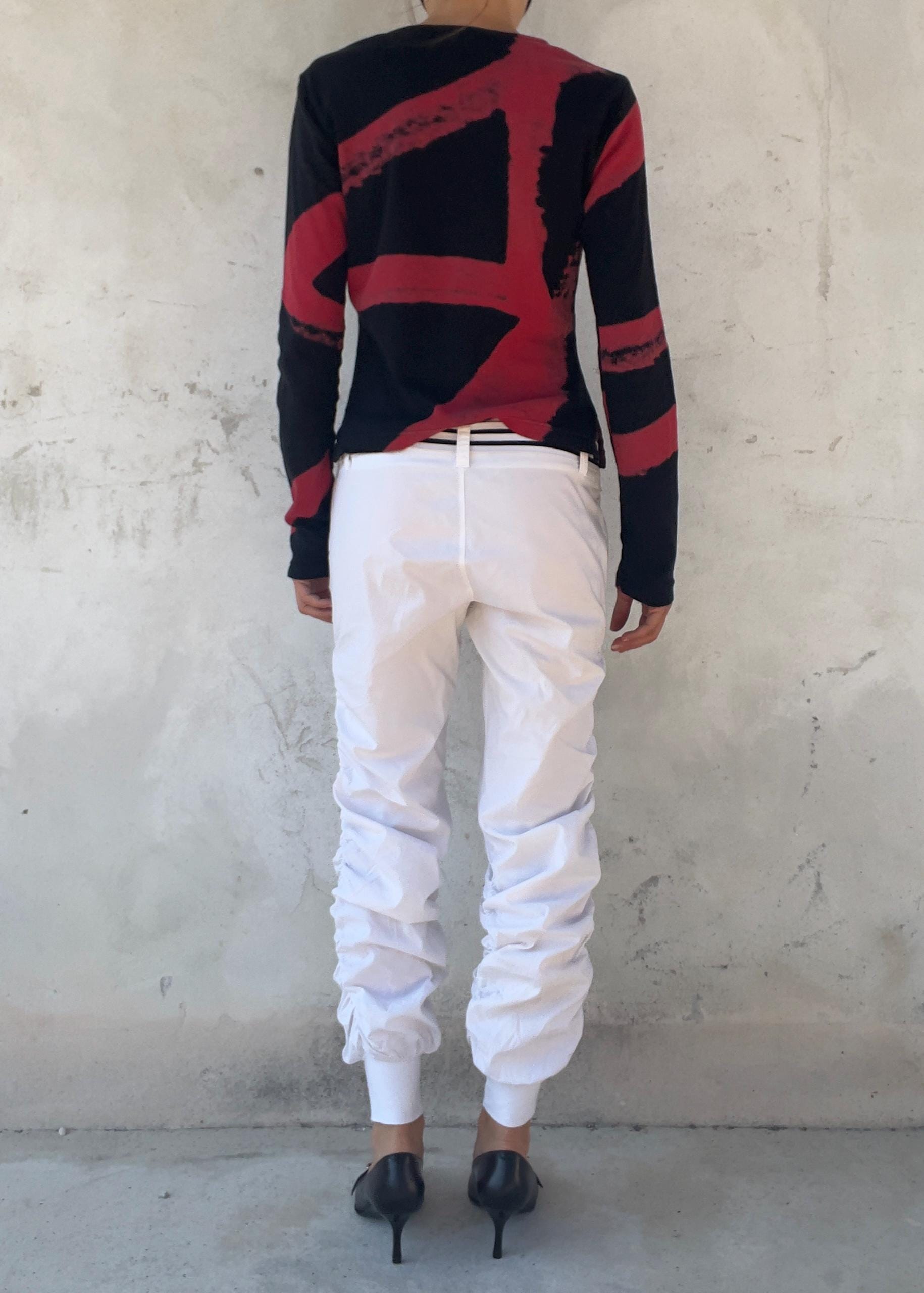 Pantaloni Cargo Vintage Y2K Bianchi Vita Bassa