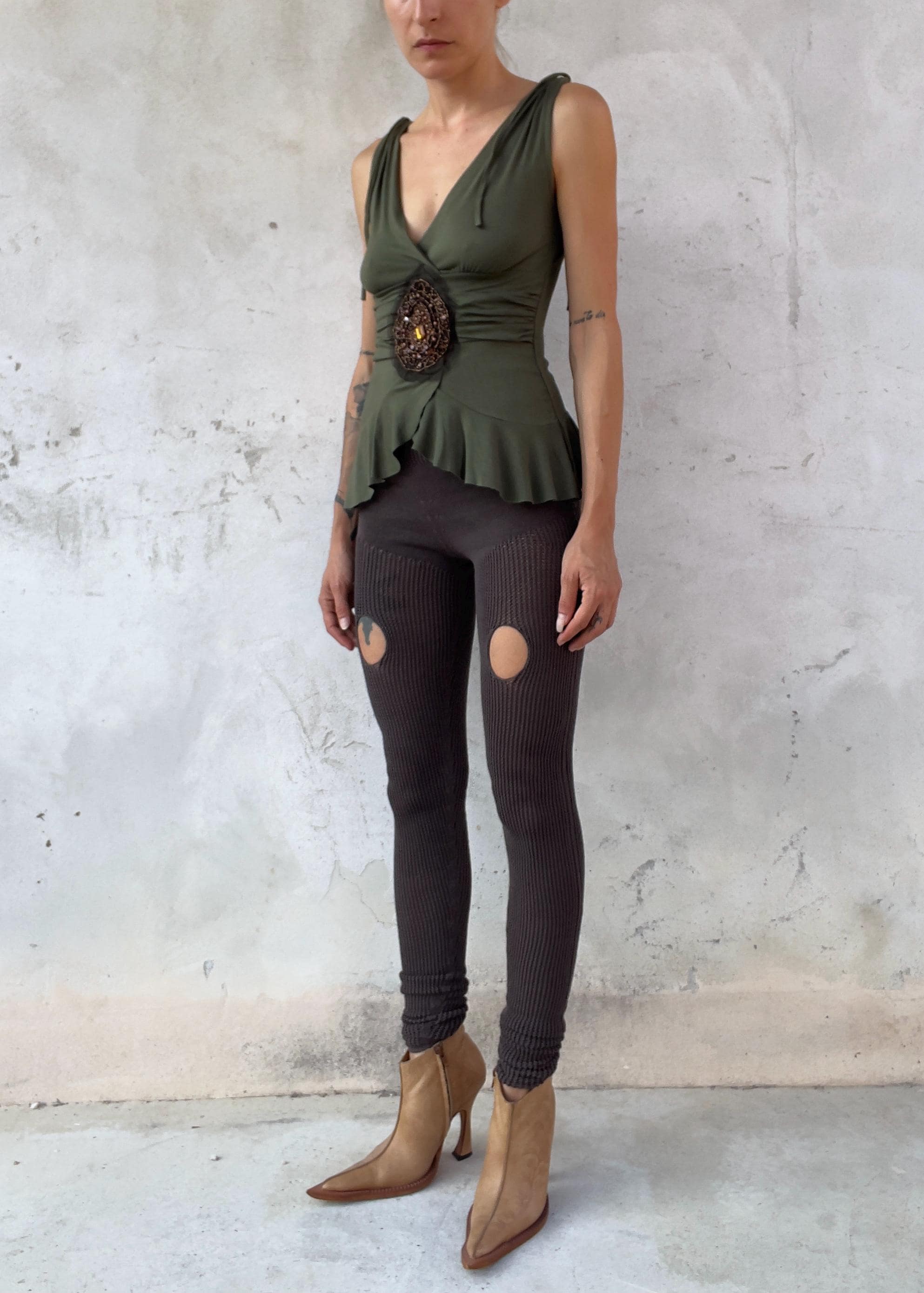 Leggings Y2K in Maglia con Cut Out