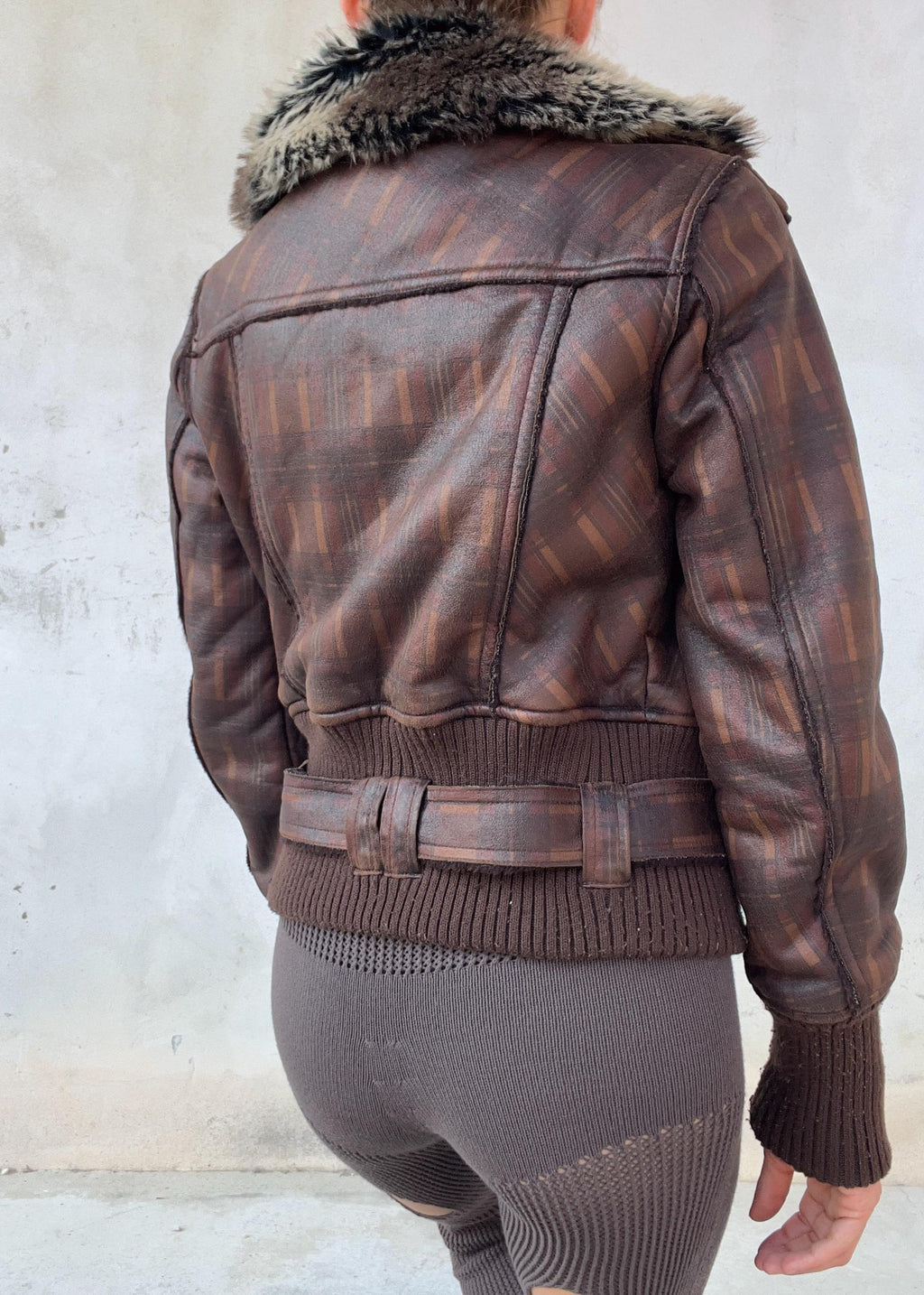 Giacca Aviator Y2K in Ecopelle con Ecopelliccia