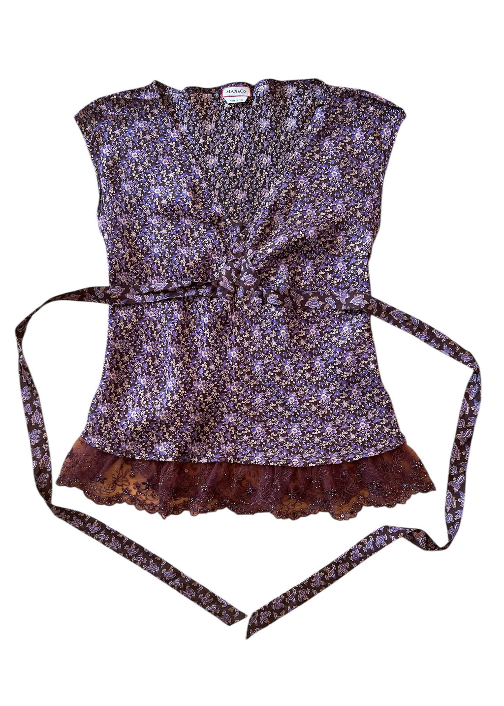 Top Max&Co Floreale Viola con Pizzo Ricamato