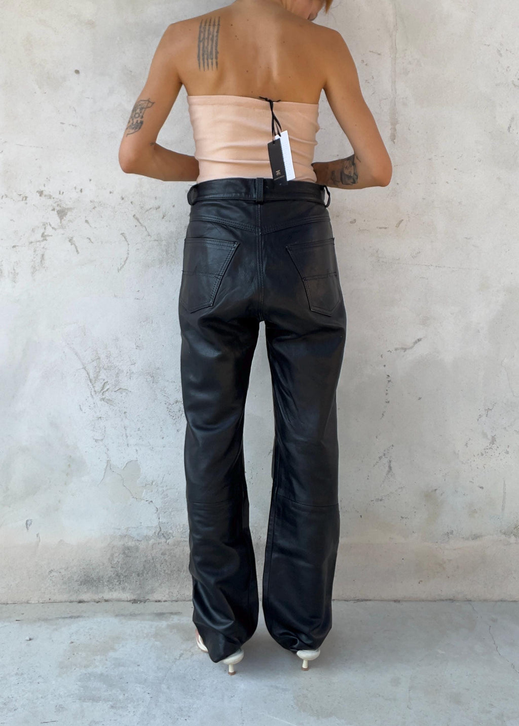 Pantaloni Vintage in Vera Pelle Nera