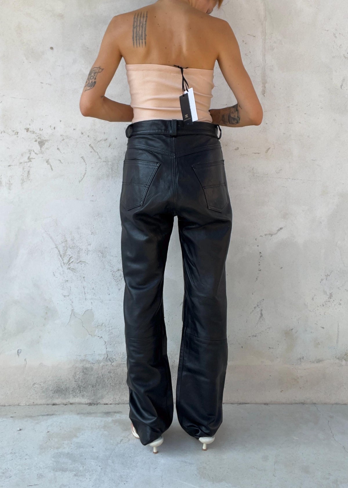 Pantaloni Vintage in Vera Pelle Nera