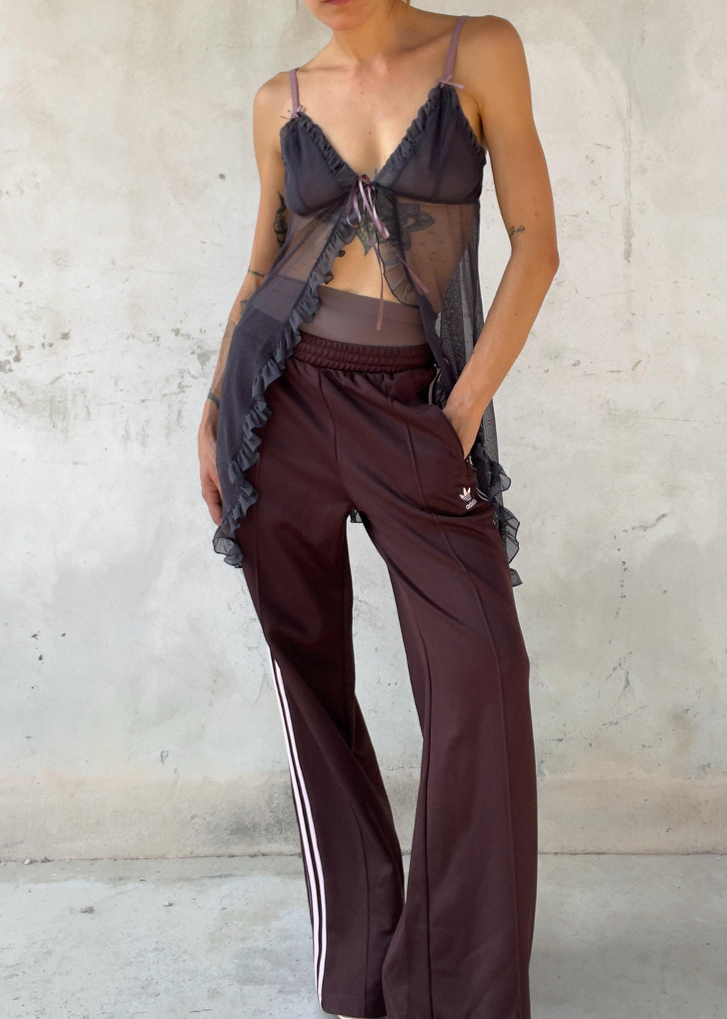 Pantaloni tuta Adidas Originals Adicolor Firebird Shadow Brown