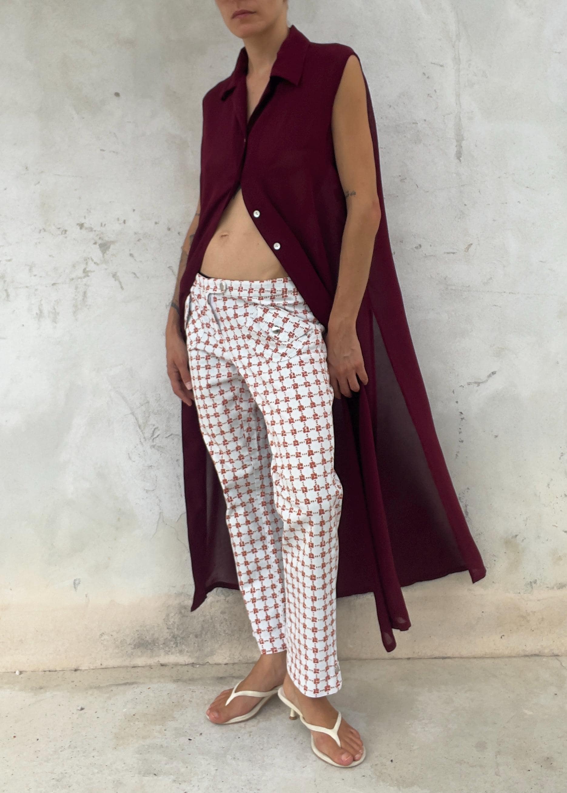 Pantaloni Vintage Y2K Vita Bassa Stampa Geometrica