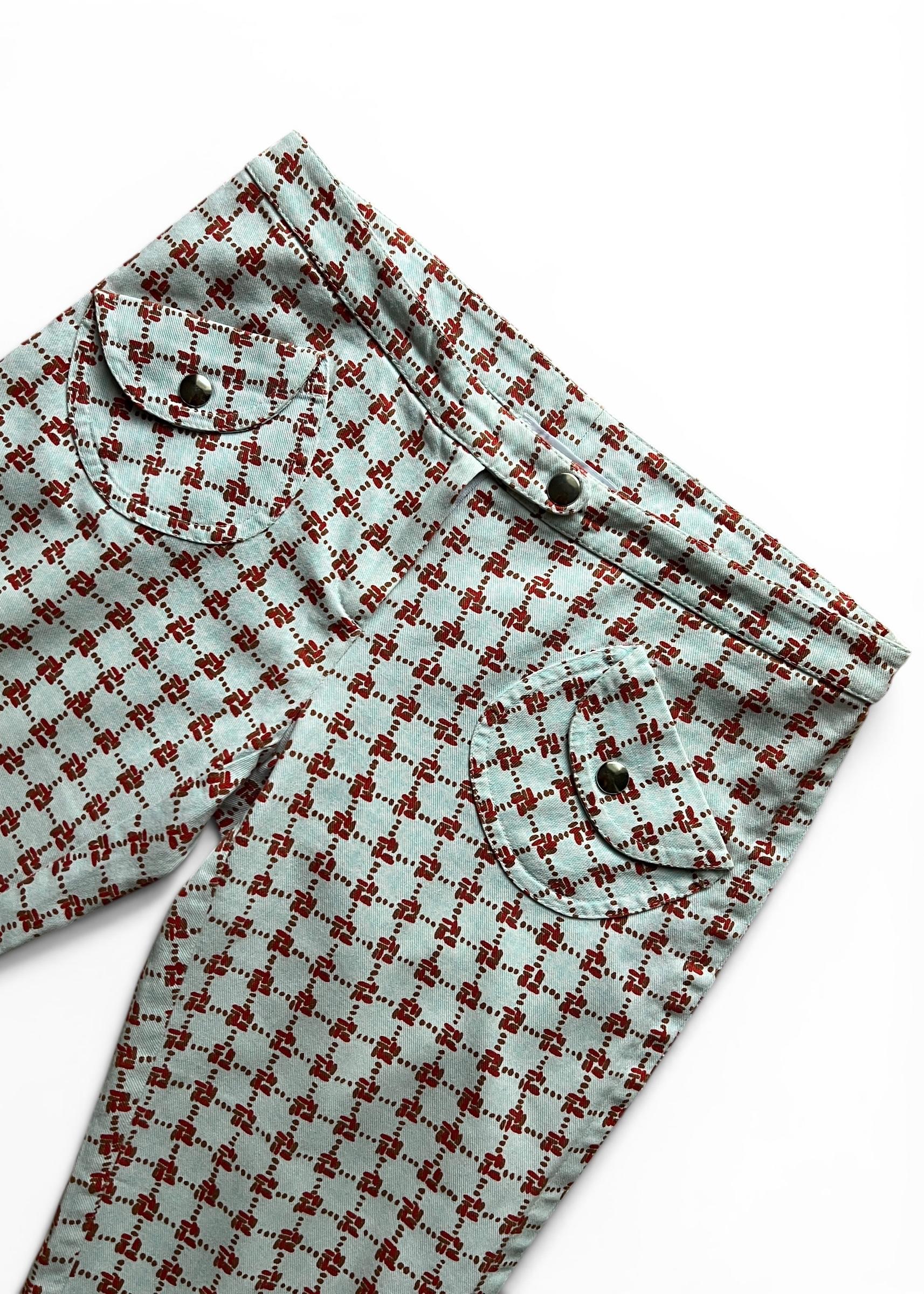 Pantaloni Vintage Y2K Vita Bassa Stampa Geometrica