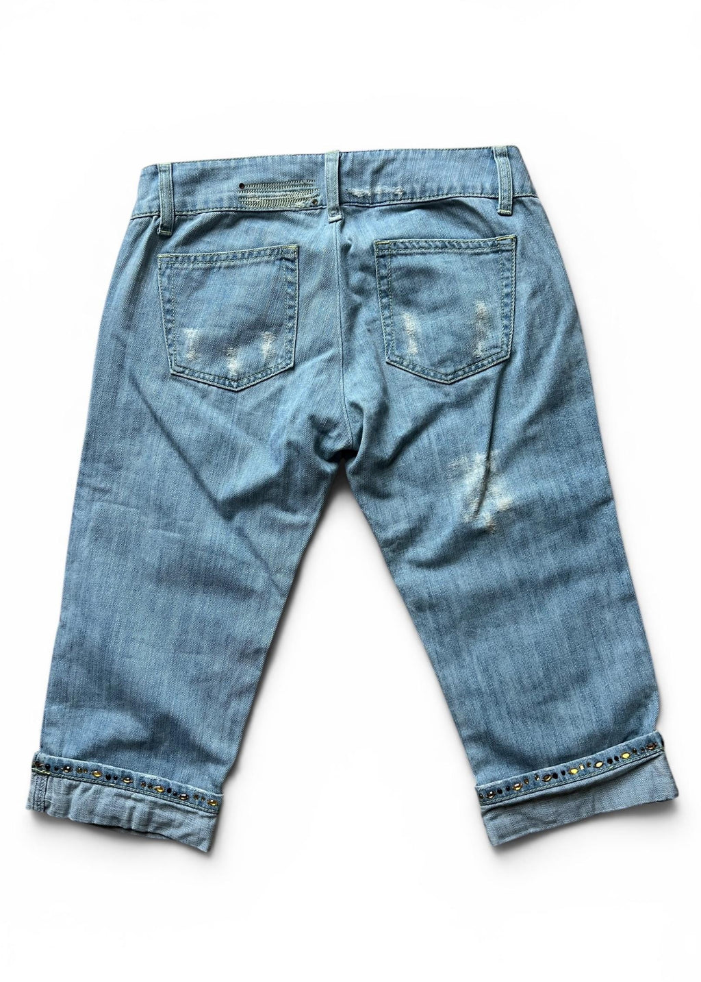 Jeans Capri Vintage Y2K Vita Bassa con Strass