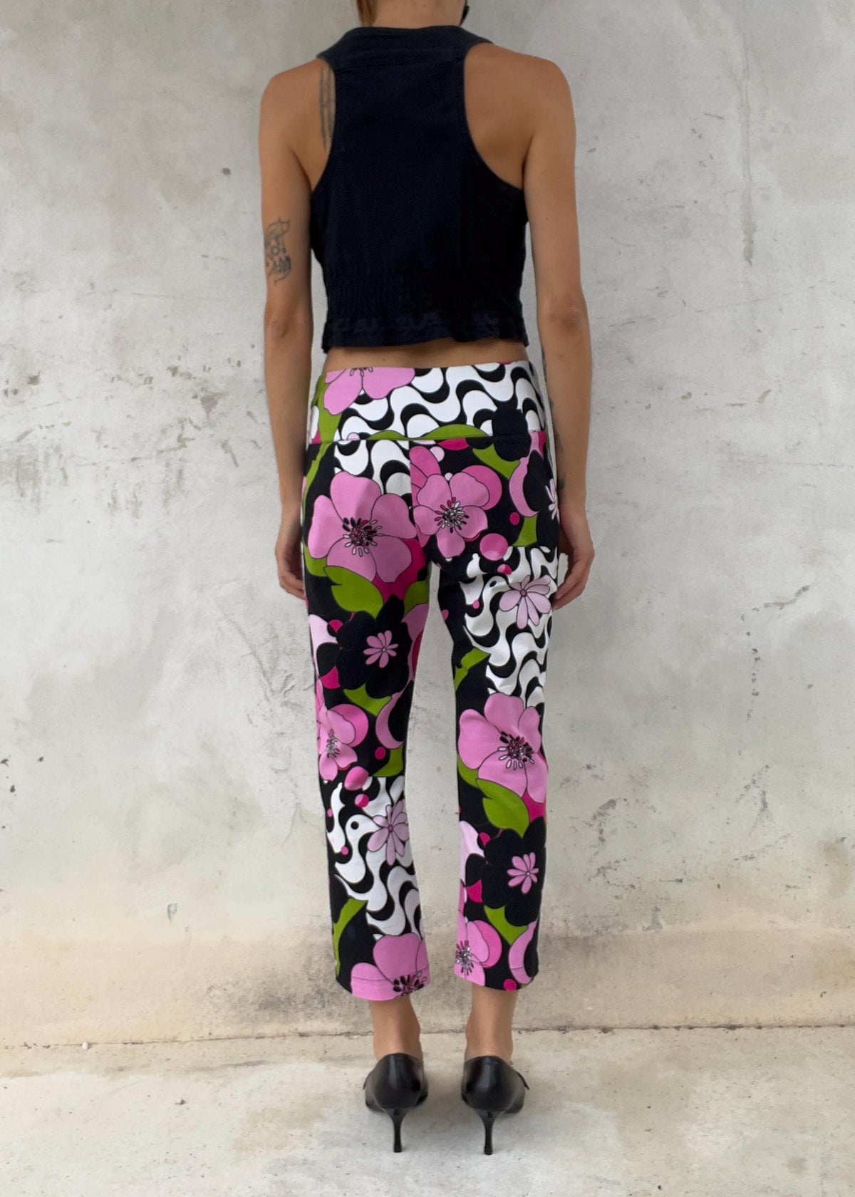 Pantaloni Capri Vintage Y2K Floreali Psichedelici