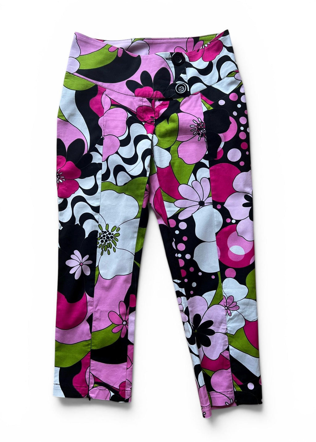 Pantaloni Capri Vintage Y2K Floreali Psichedelici