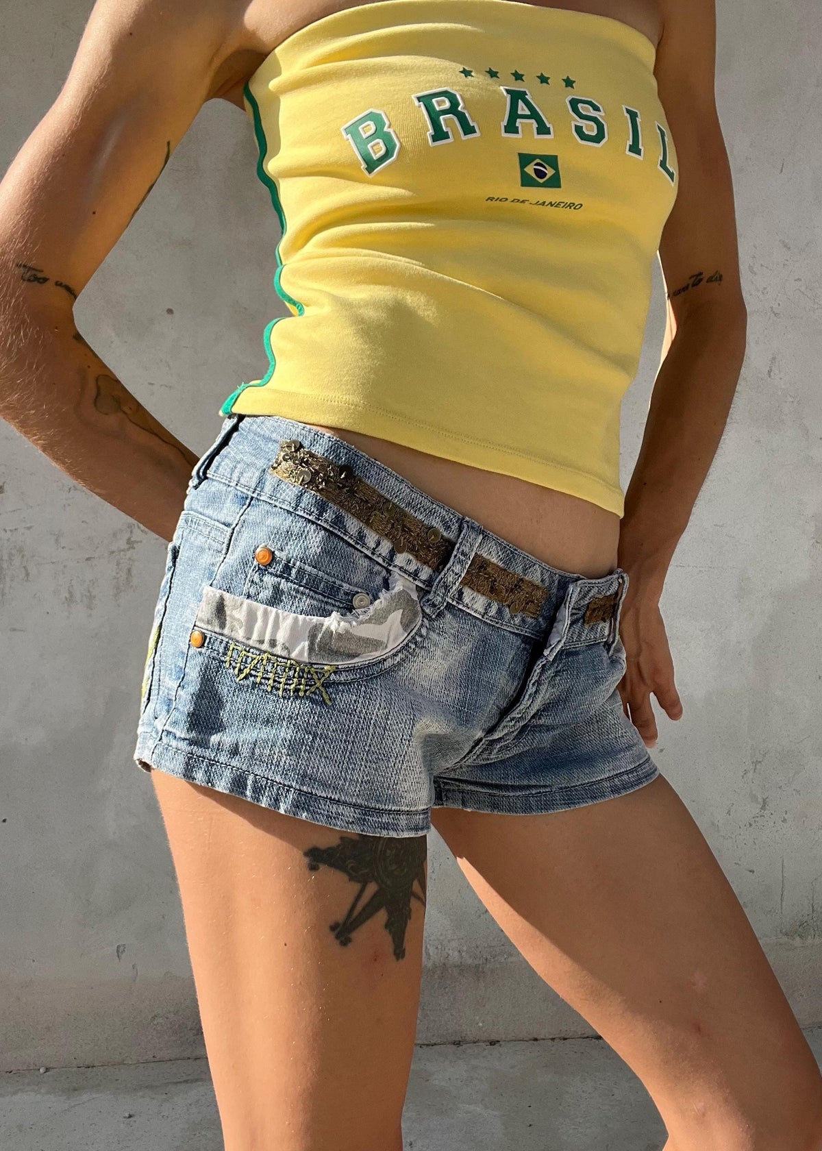 Micro Shorts Denim Y2K Vita Bassissima