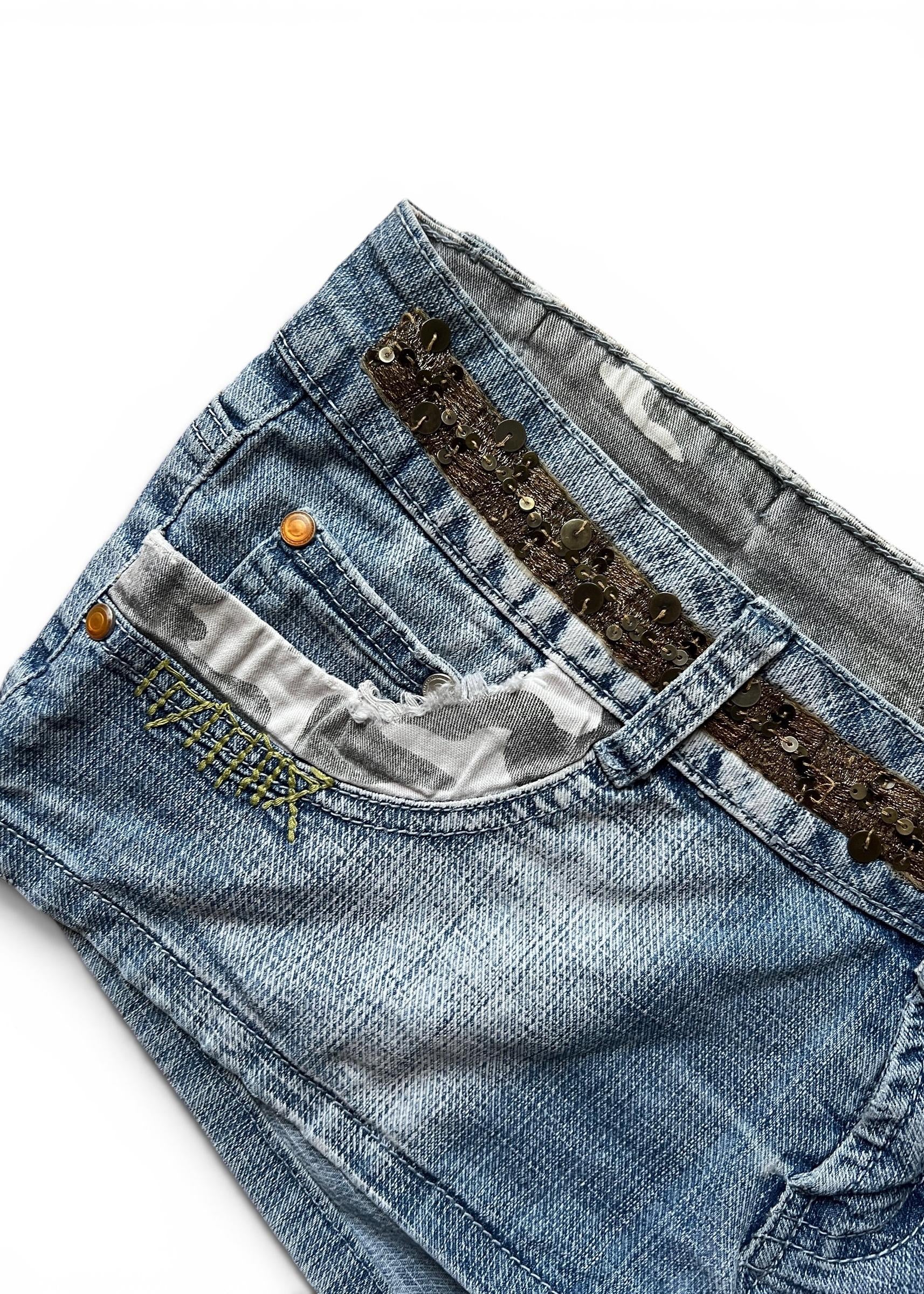 Micro Shorts Denim Y2K Vita Bassissima