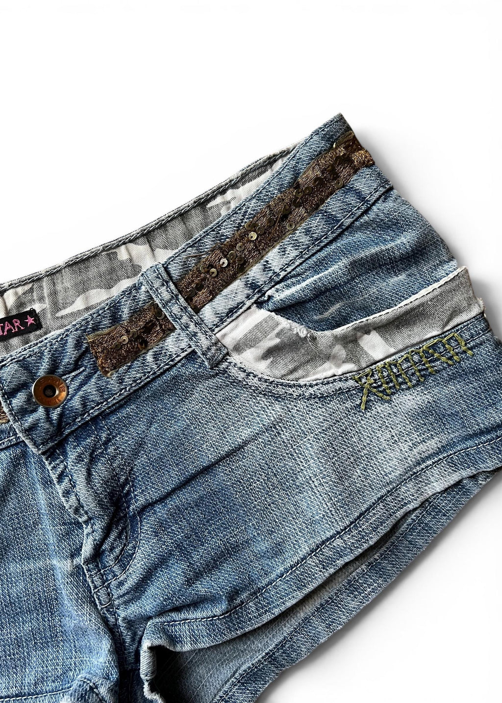 Micro Shorts Denim Y2K Vita Bassissima