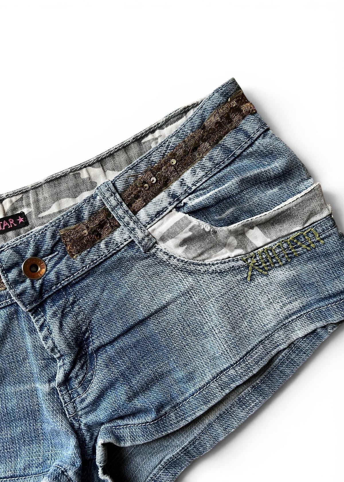 Micro Shorts Denim Y2K Vita Bassissima