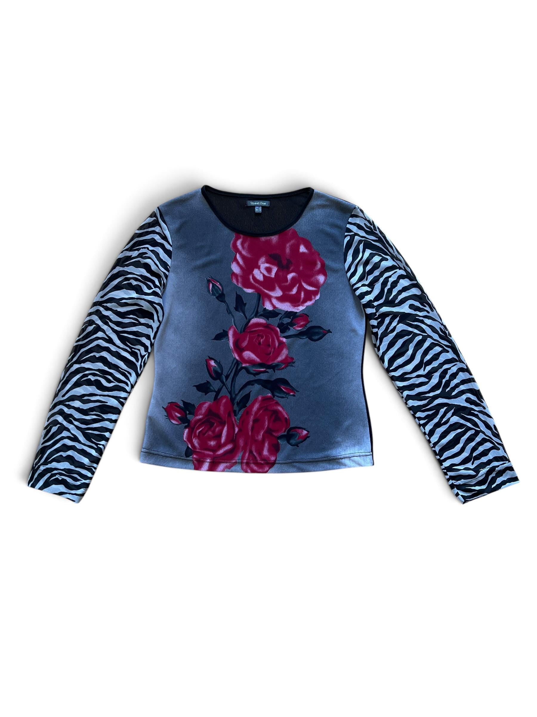Top Vintage Y2K Street One Rose e Zebra