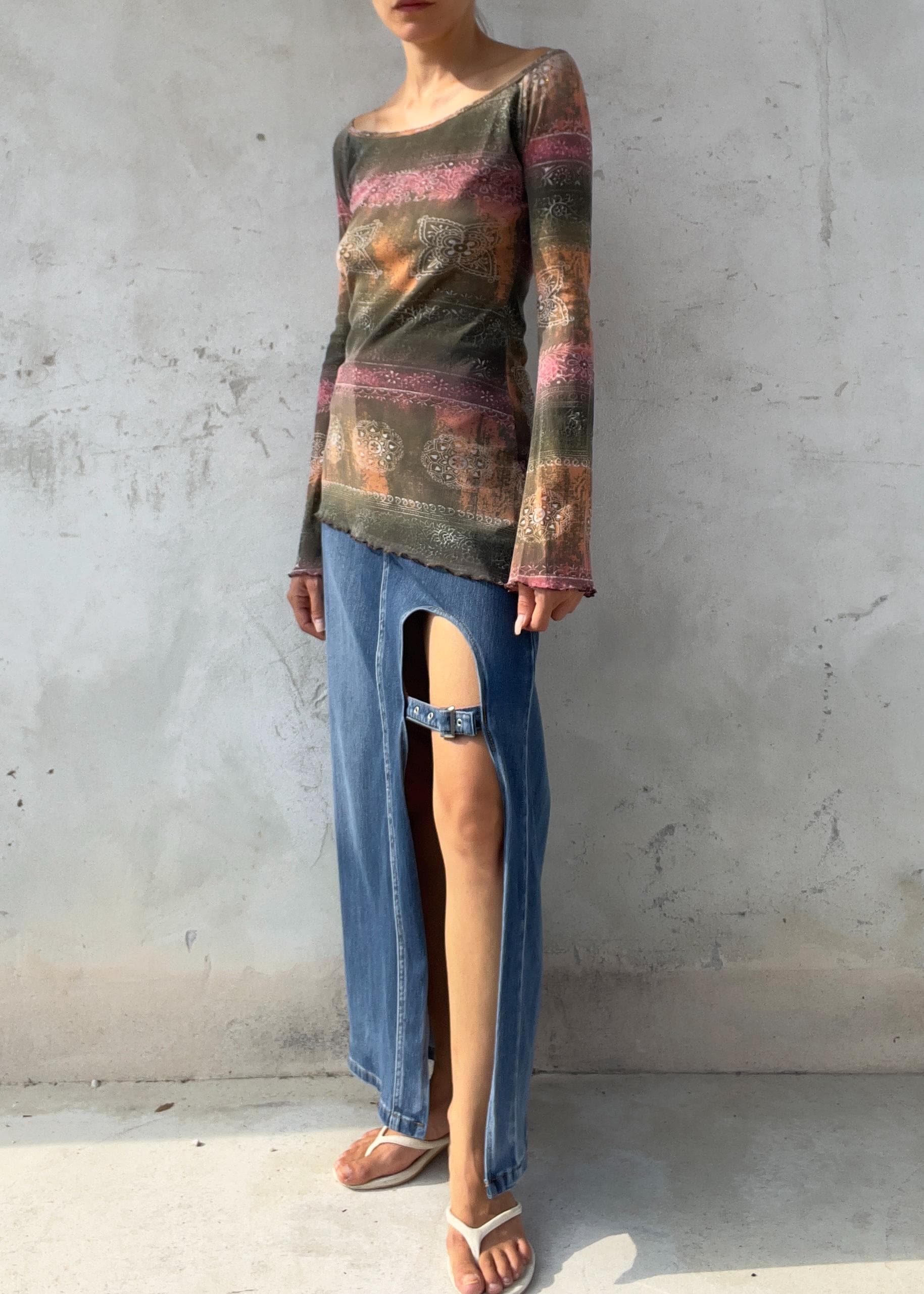 Top Vintage Y2K Multicolor a Maniche Svasate