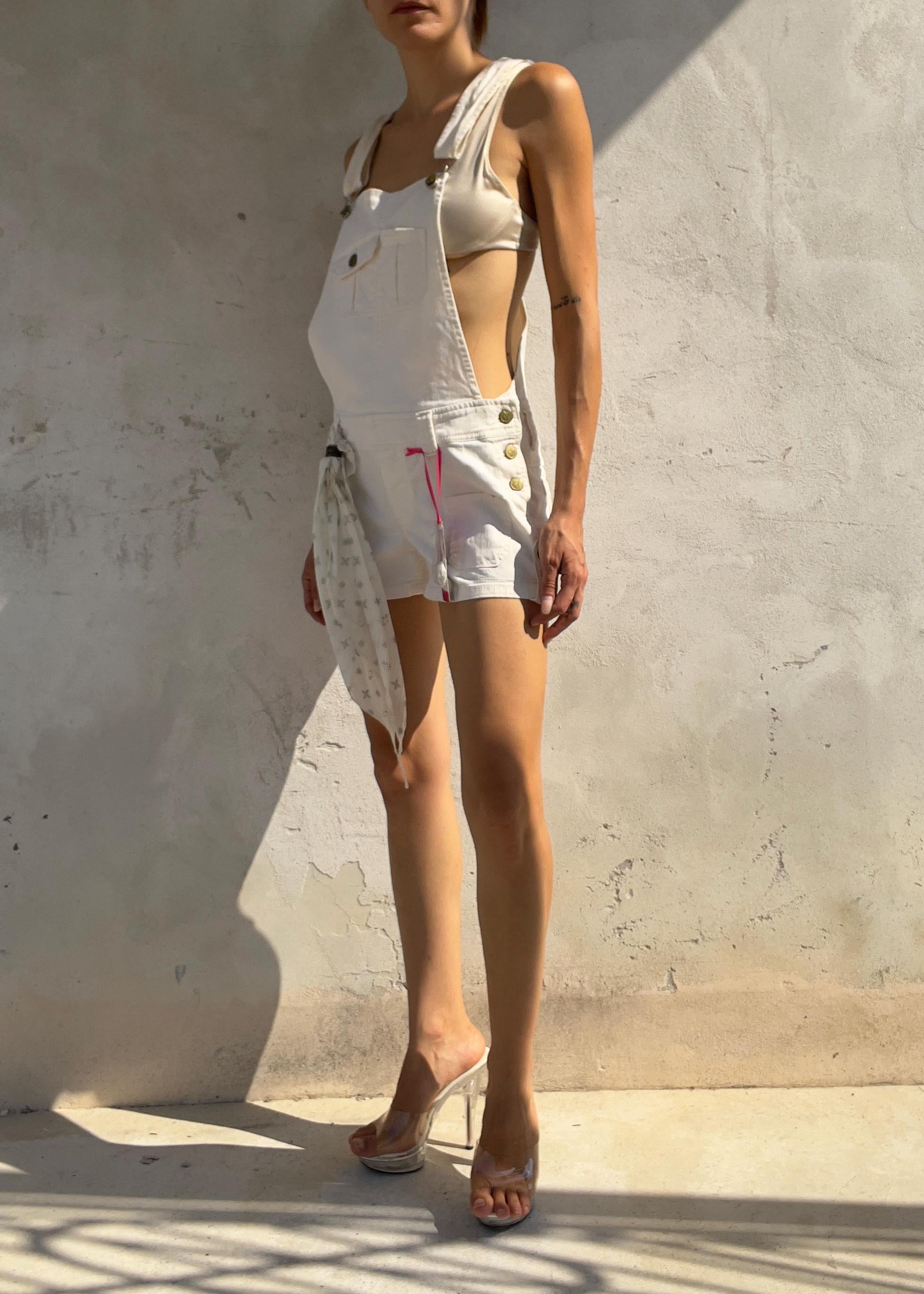 Salopette Shorts Vintage Y2K Playboy Bianca