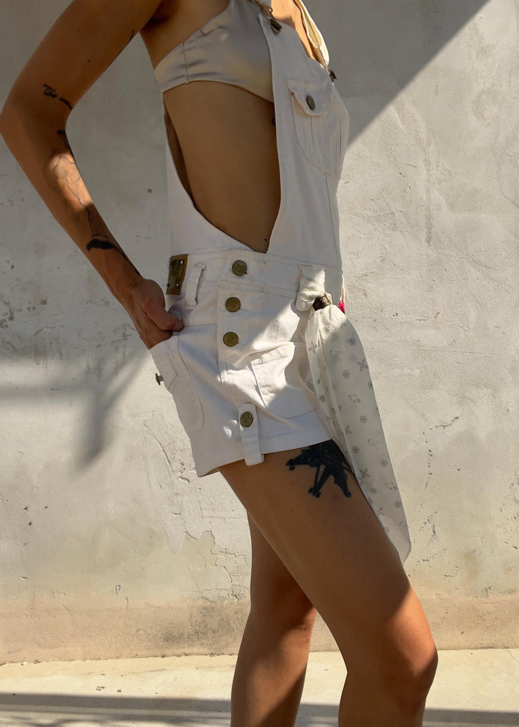 Salopette Shorts Vintage Y2K Playboy Bianca