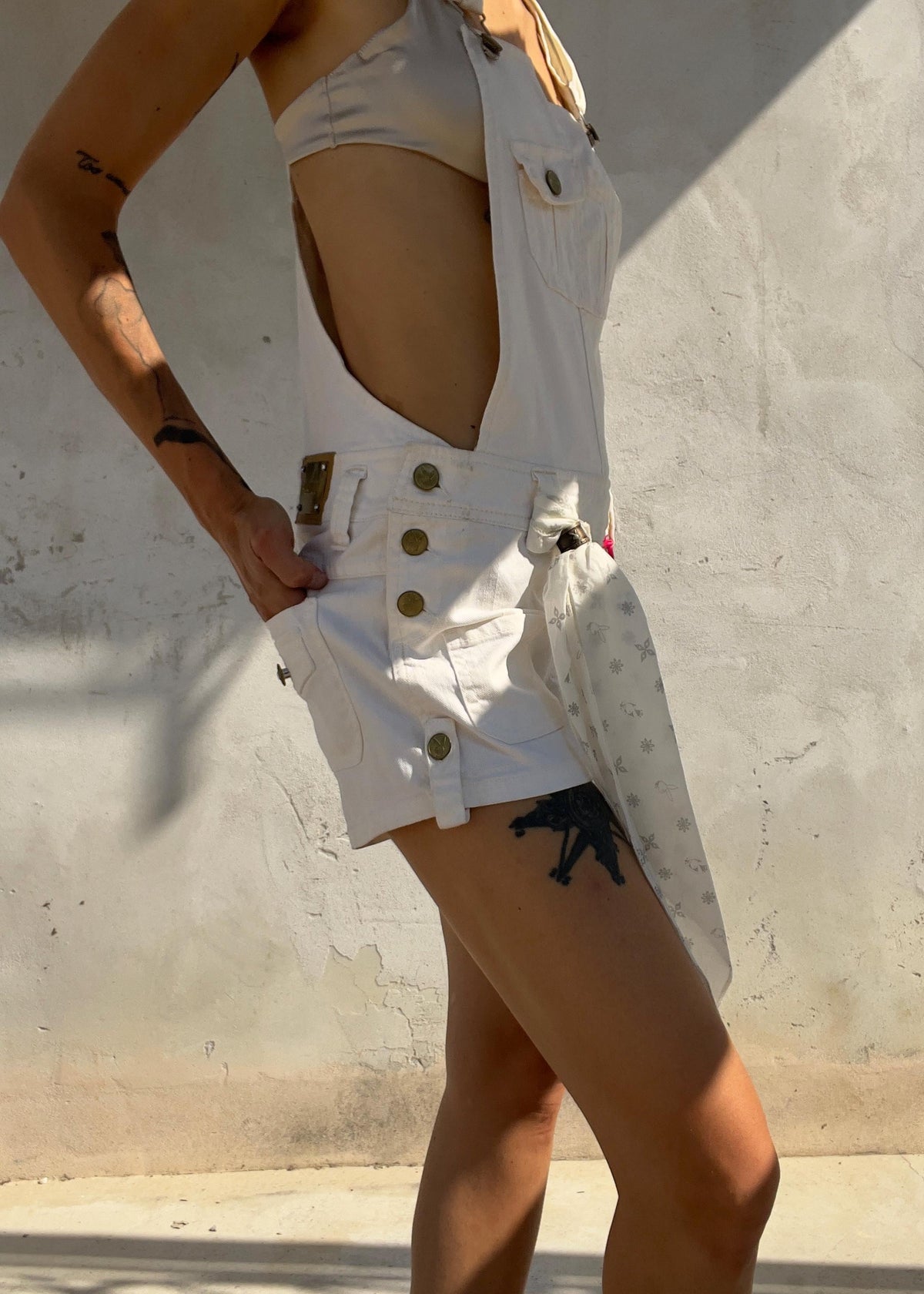Salopette Shorts Vintage Y2K Playboy Bianca