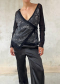 Top Vintage Y2K Nero in Mesh Trasparente