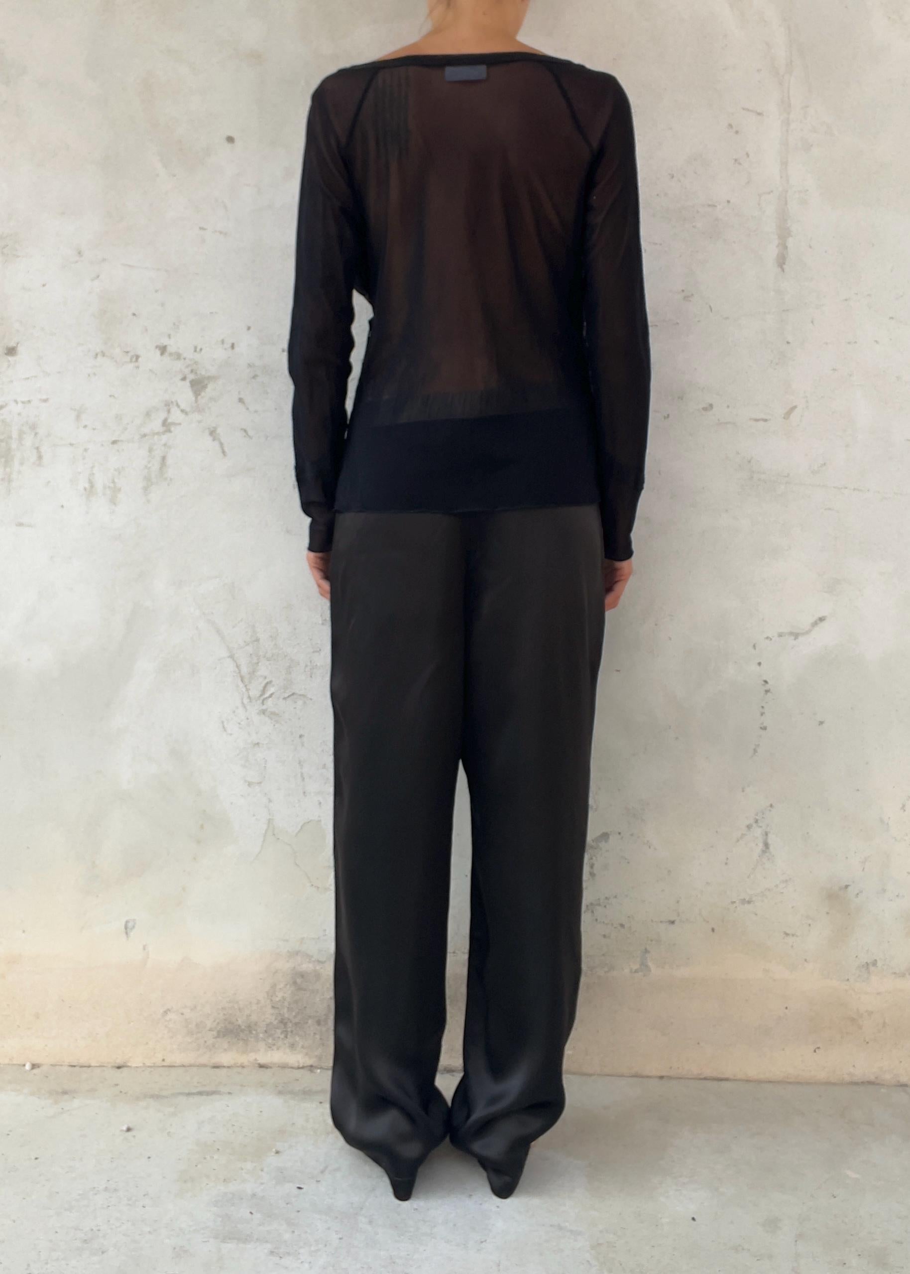 Top Vintage Y2K Nero in Mesh Trasparente