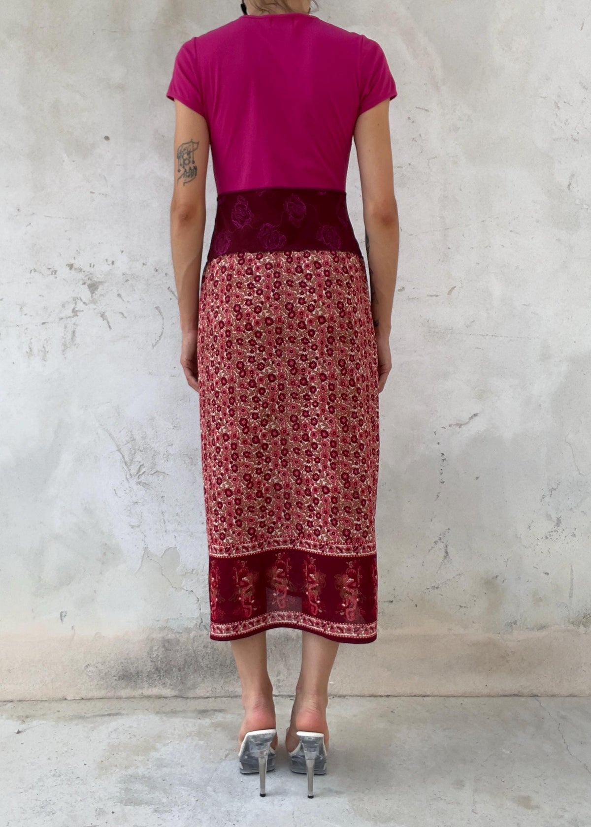 Abito Vintage Y2K Boho Patchwork Fucsia