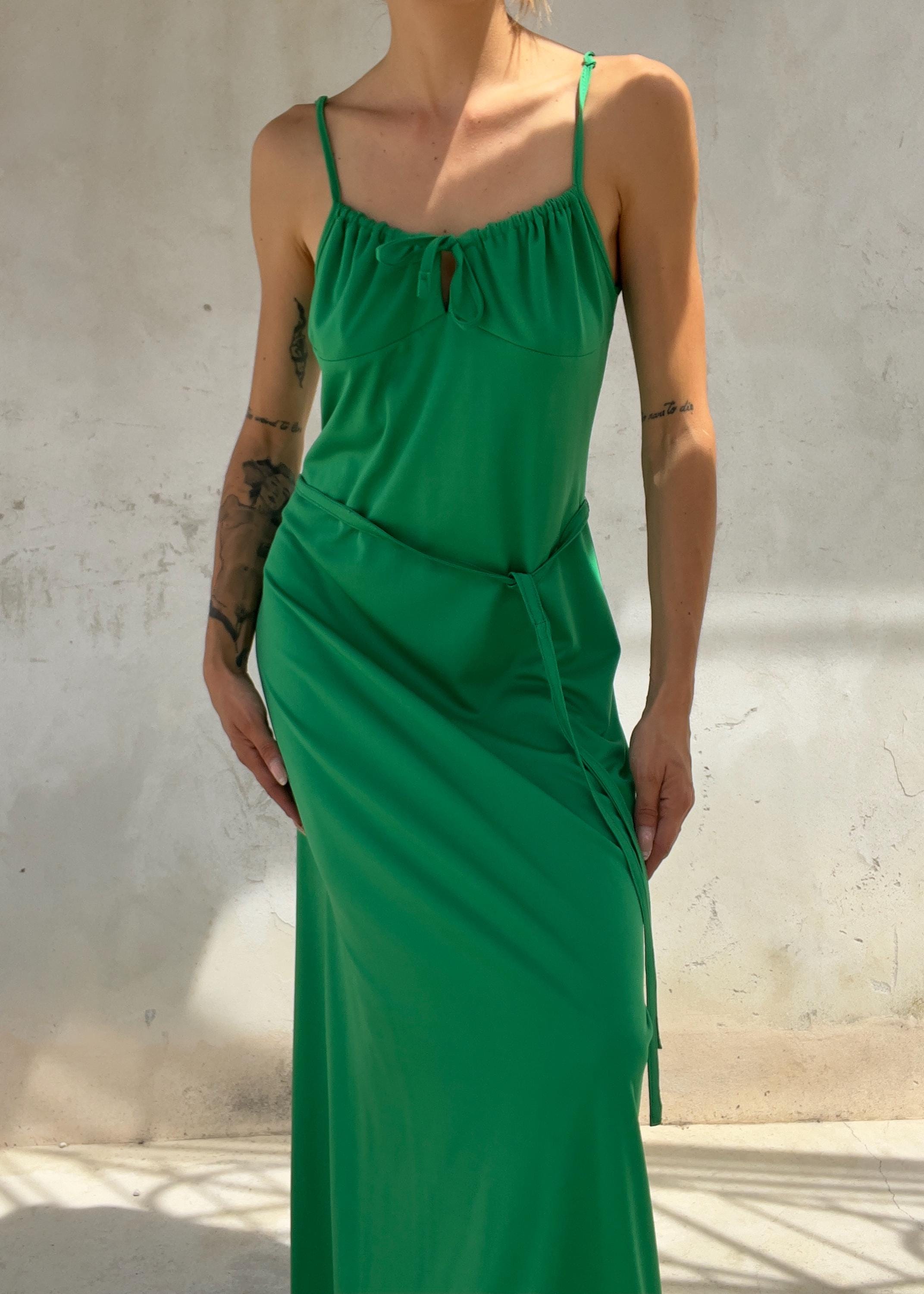 Abito Lungo Vintage Y2K Verde Smeraldo