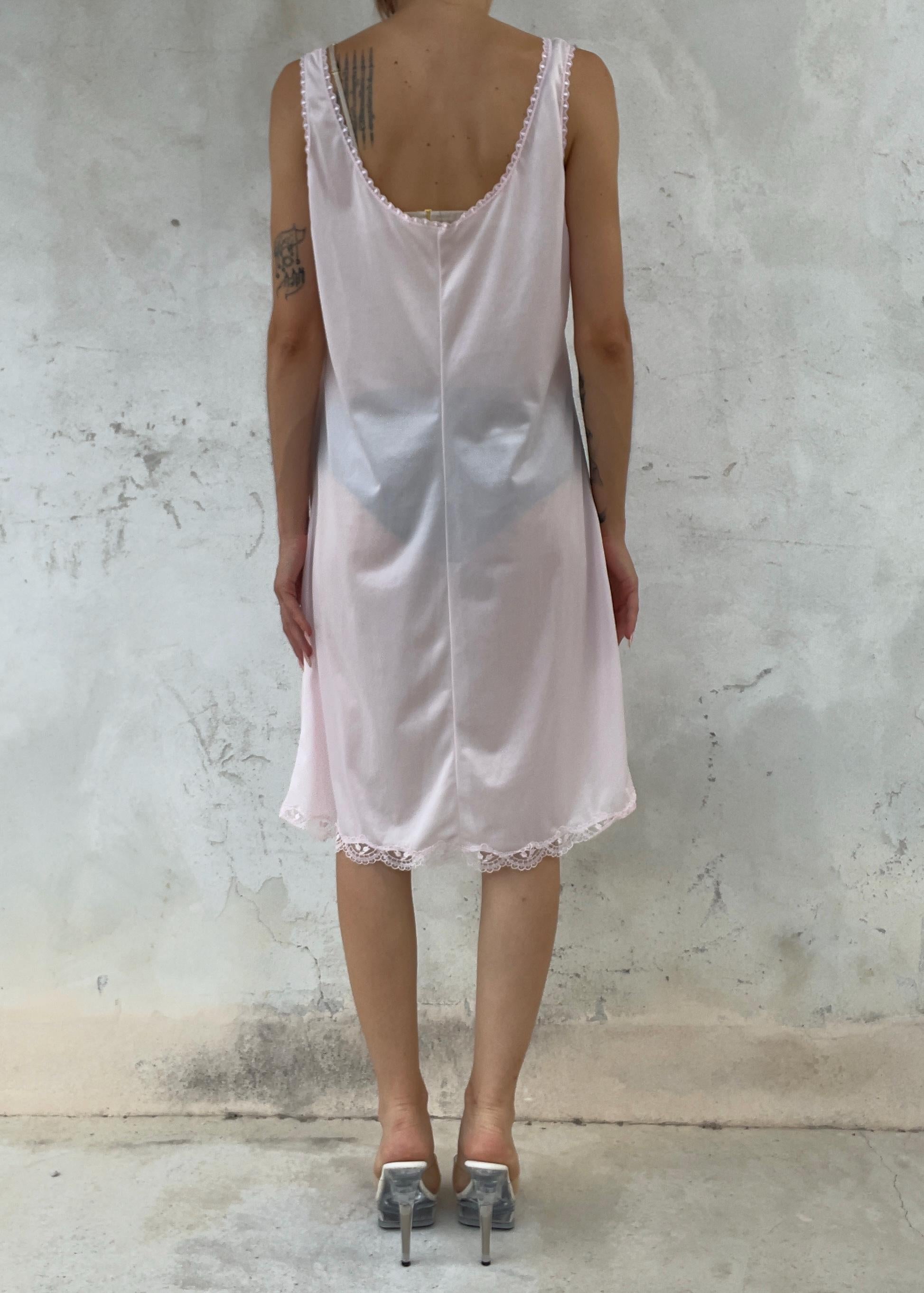 Abito Sottoveste Vintage in Pizzo Rosa Cipria