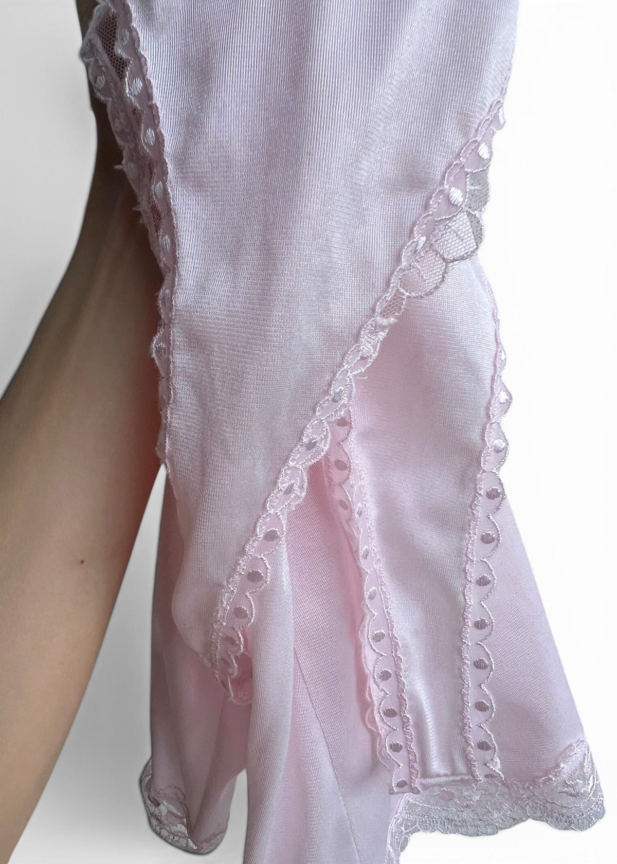 Abito Sottoveste Vintage in Pizzo Rosa Cipria