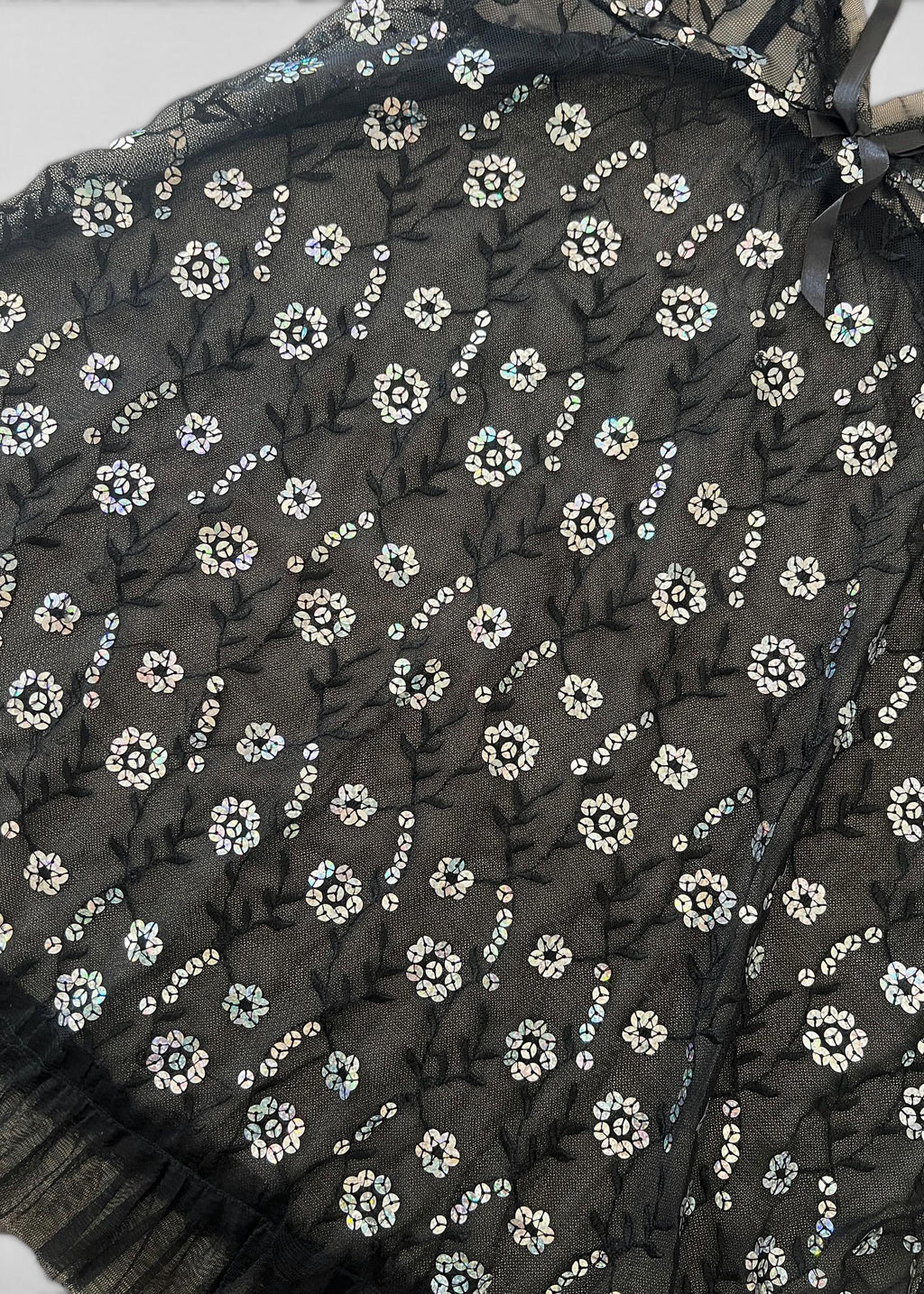 Babydoll Vintage Y2K in Tulle Nero con Paillettes
