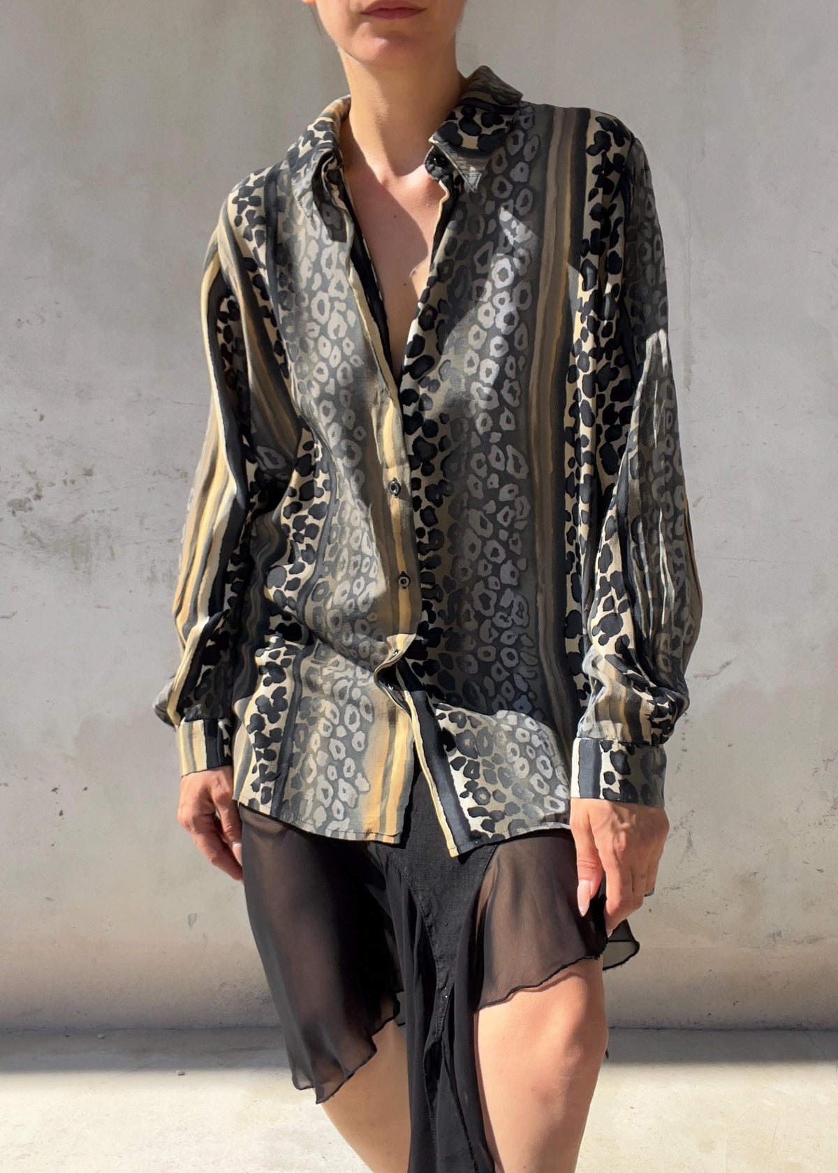 Camicia Vintage Anni 90 Animalier a Righe