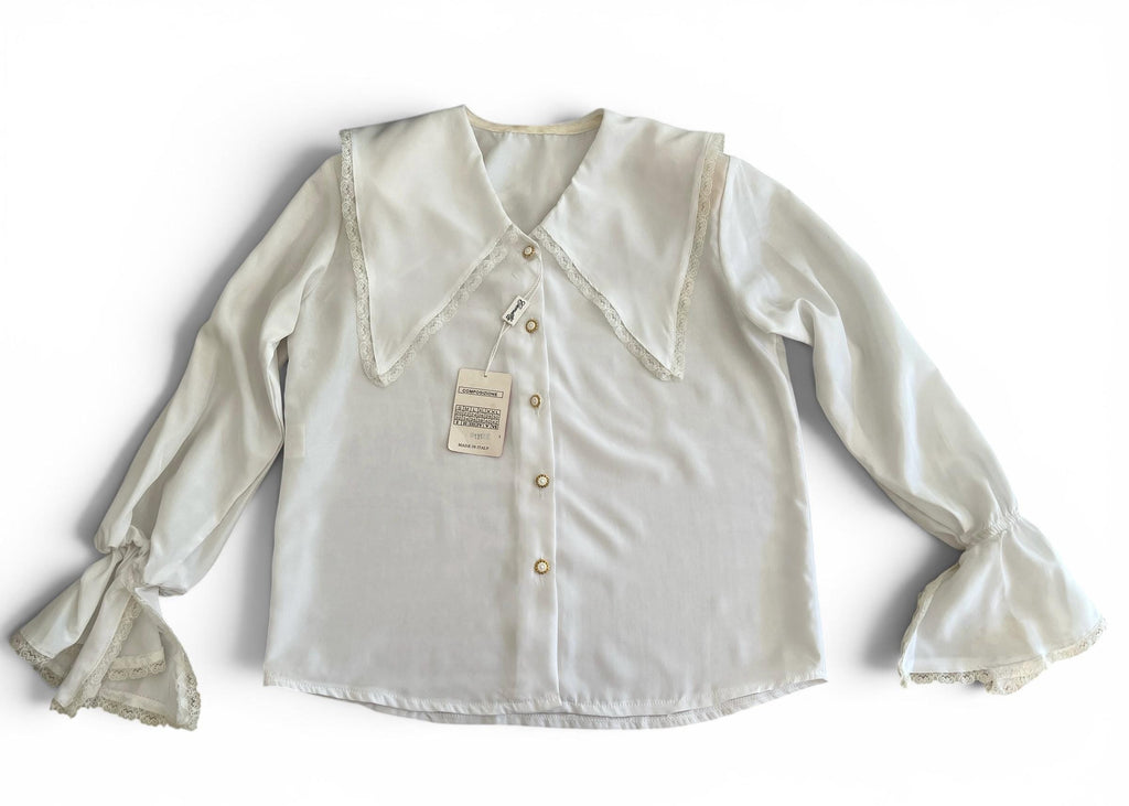 Camicia Vintage Bianca Deadstock con Maxi Colletto Sailor