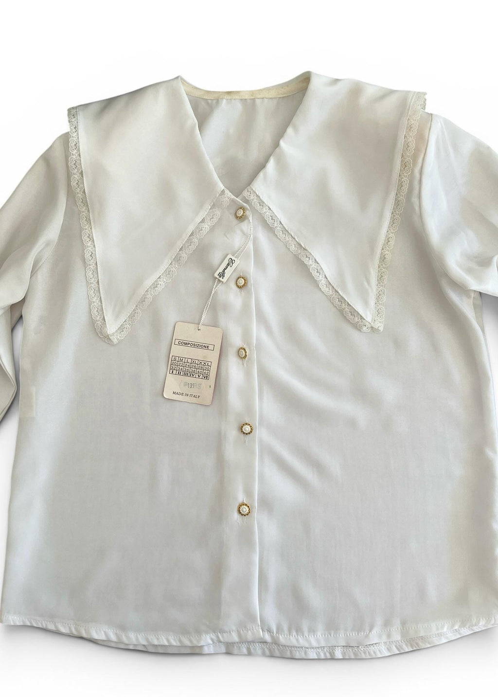 Camicia Vintage Bianca Deadstock con Maxi Colletto Sailor
