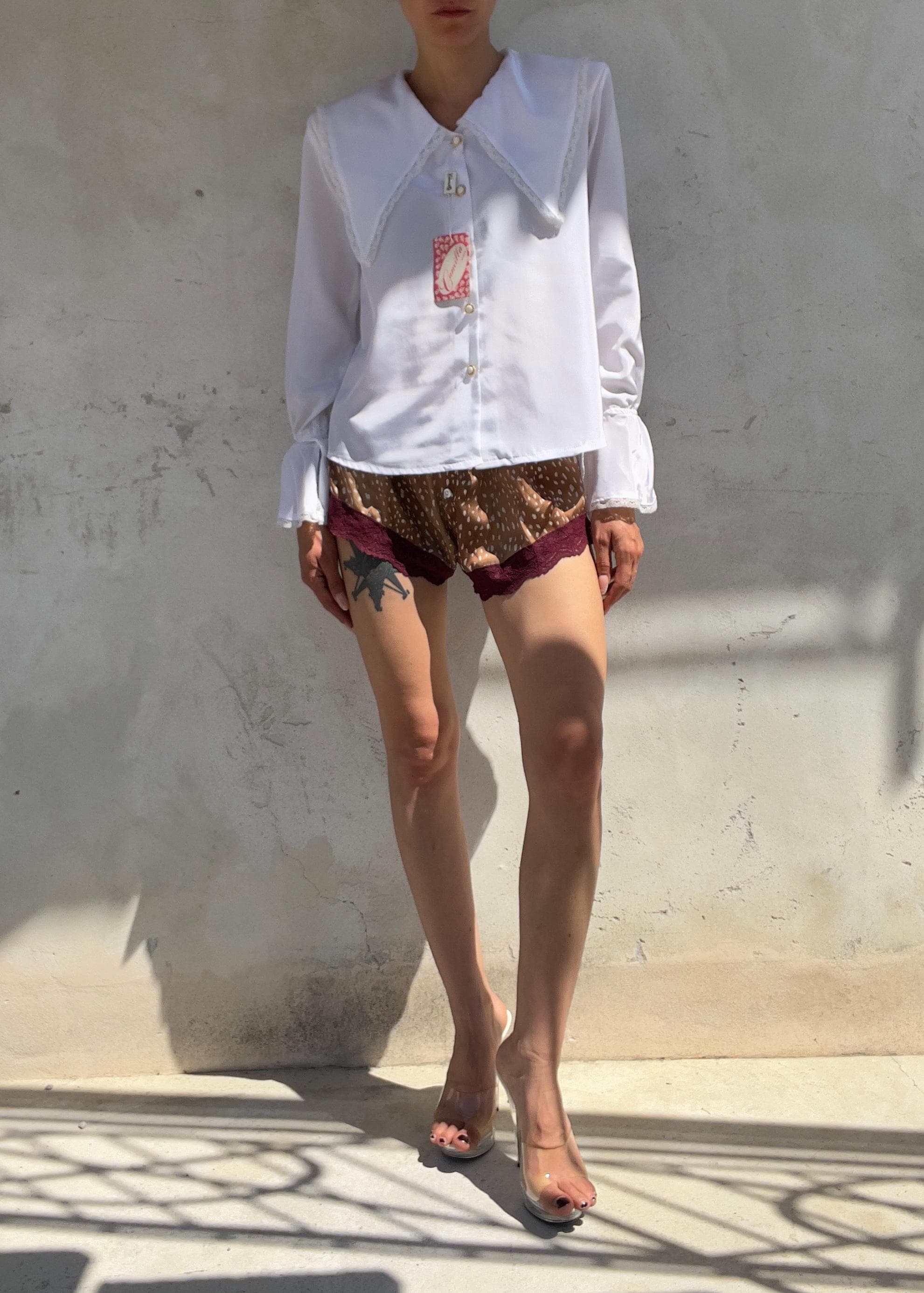 Camicia Vintage Bianca Deadstock con Maxi Colletto Sailor