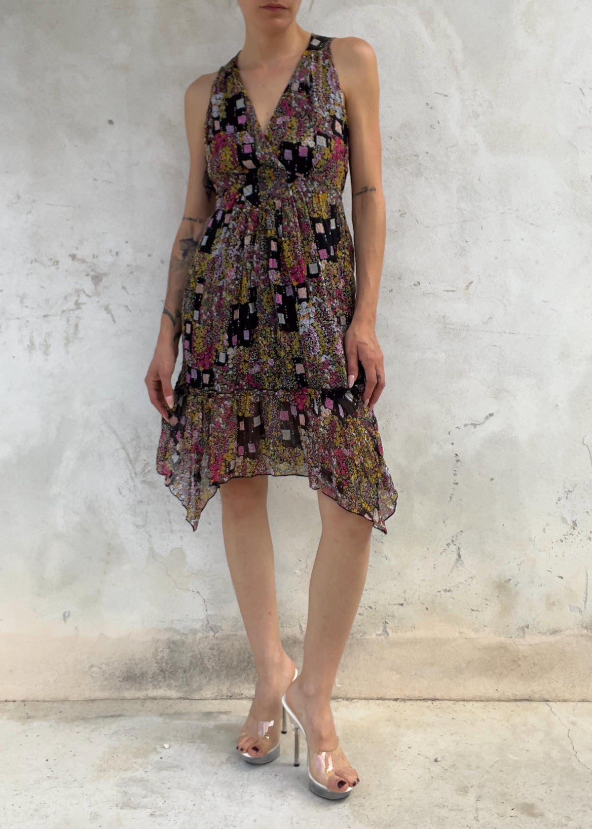 Abito Vintage Y2K in Chiffon Floreale