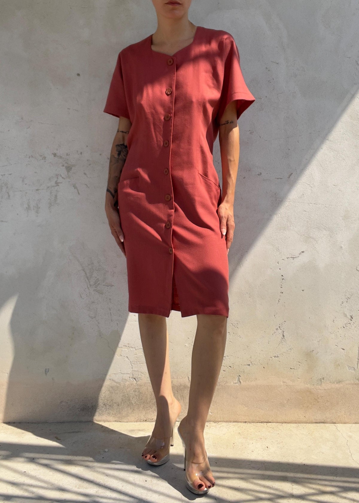 Abito Vintage Anni 90 Rosa Corallo