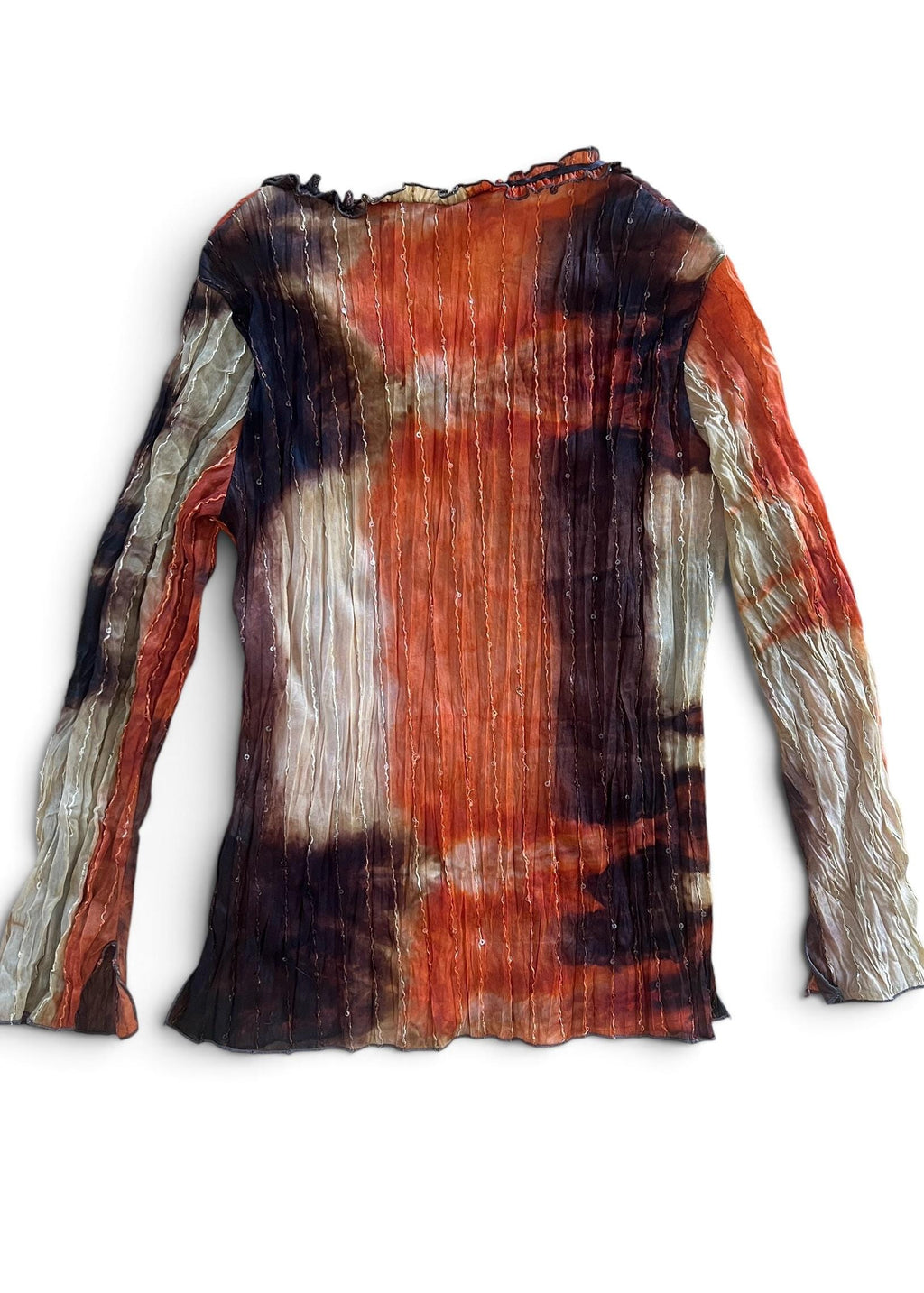 Top Vintage Y2K in Mesh Plissé con Paillettes