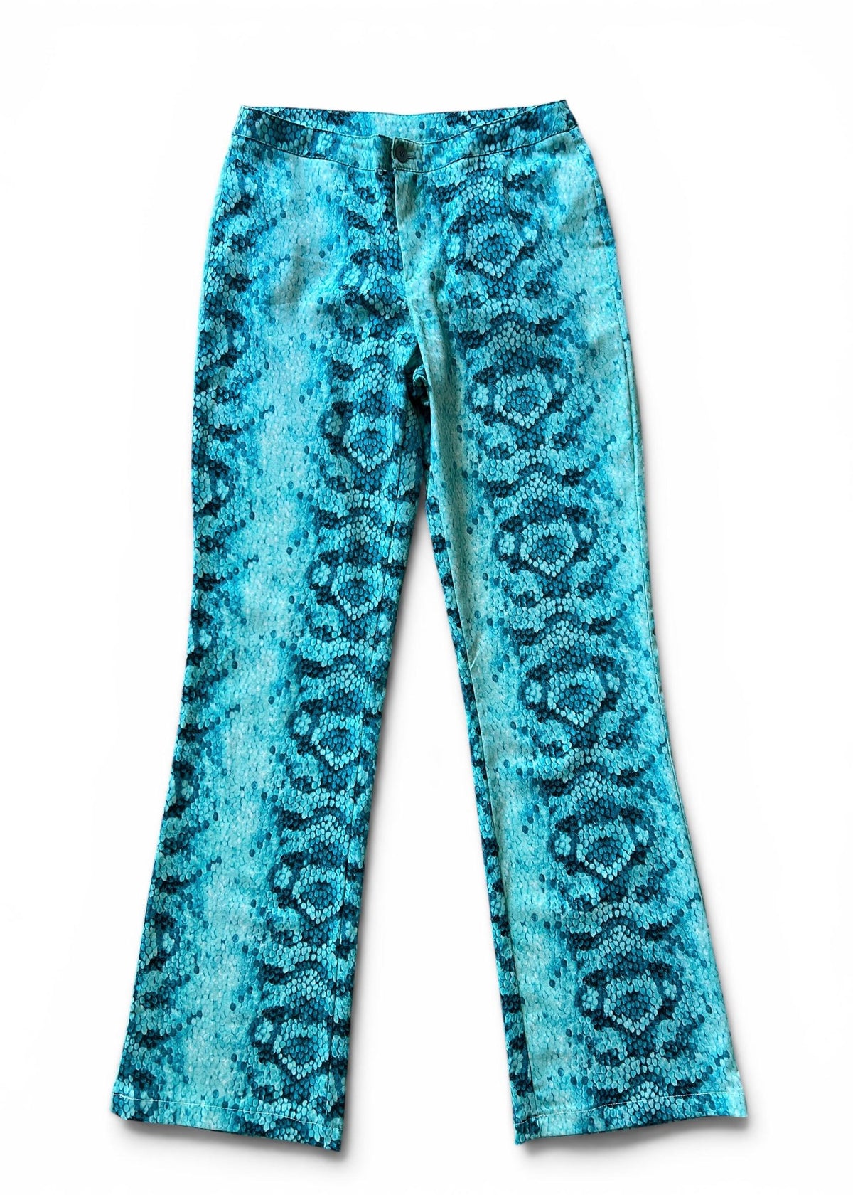 Pantaloni Vintage Y2K Stampa Pitone Turchese