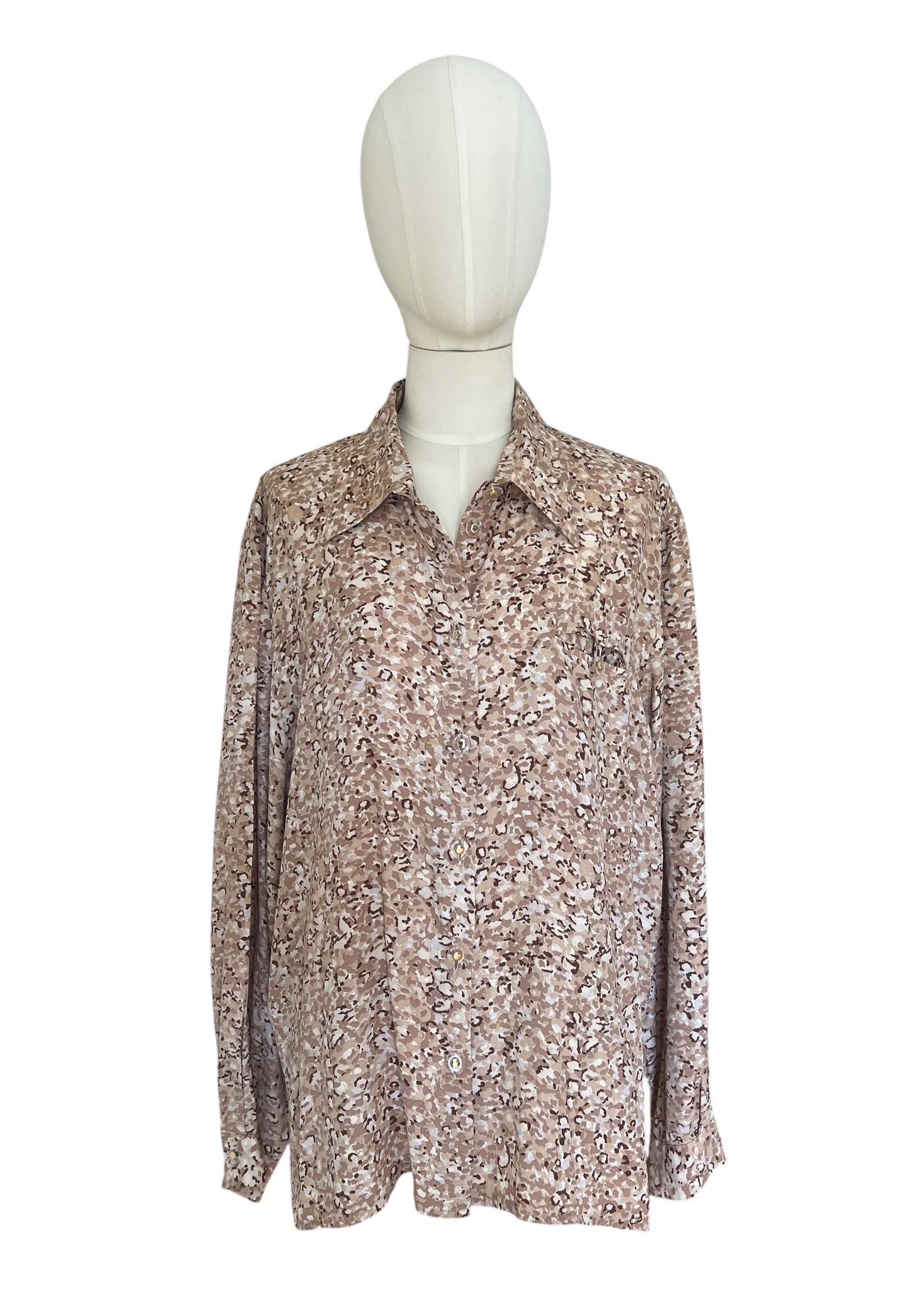 Camicia Vintage Animalier Beige Oversize Y2K