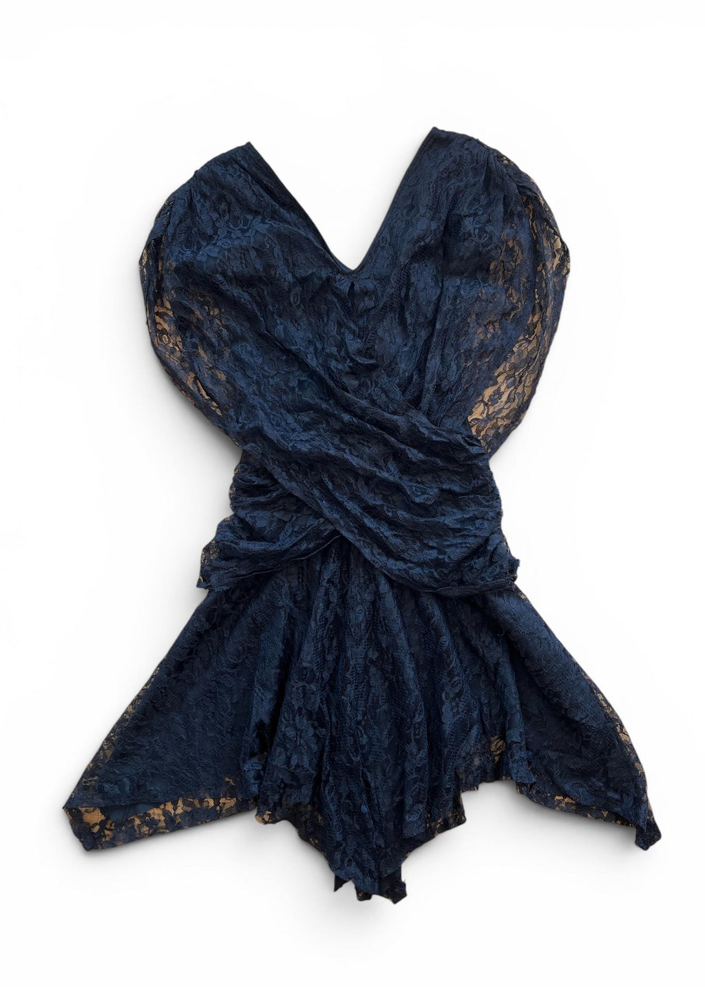 Abito Vintage in Pizzo Nero Drappeggiato