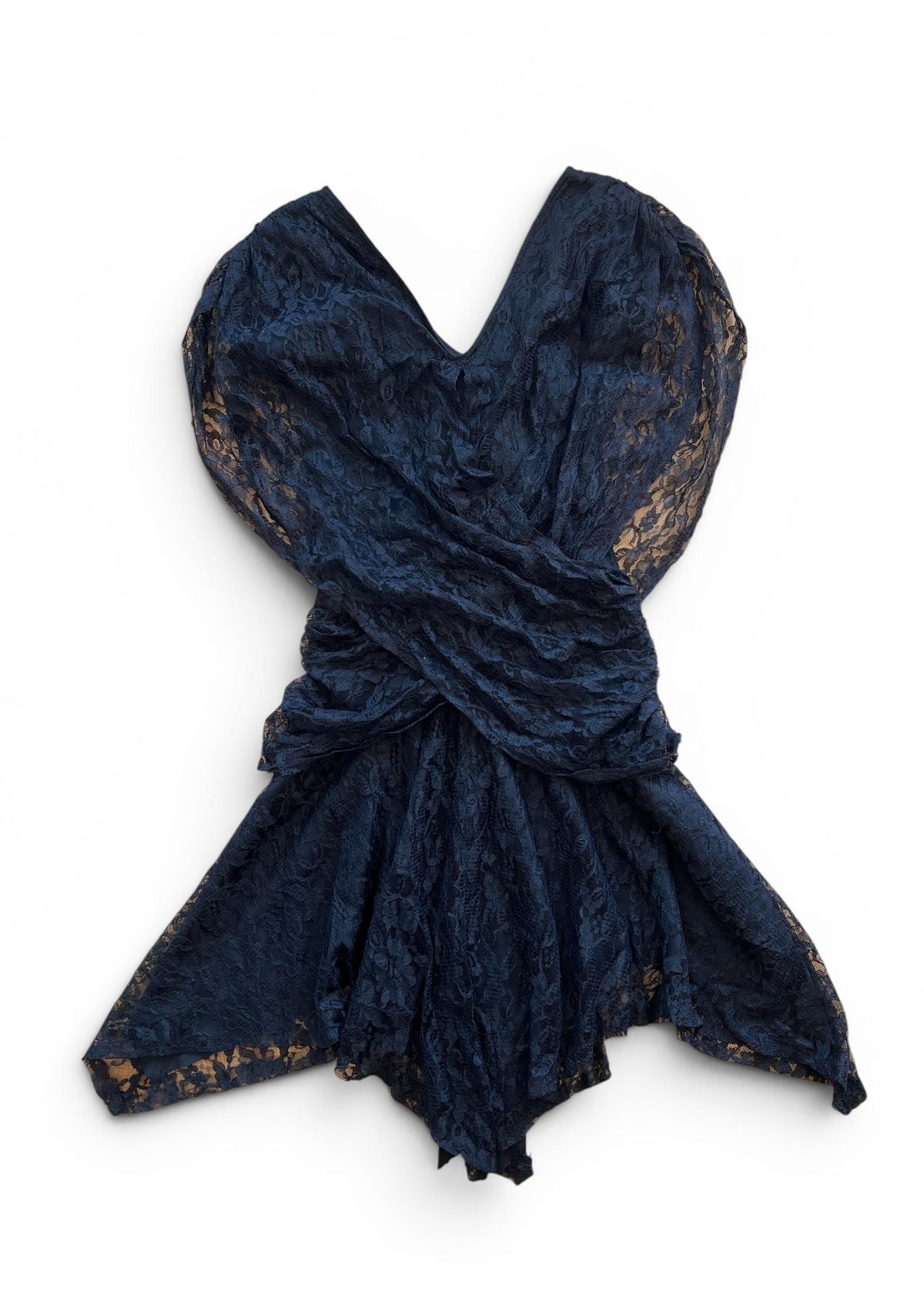 Abito Vintage in Pizzo Nero Drappeggiato